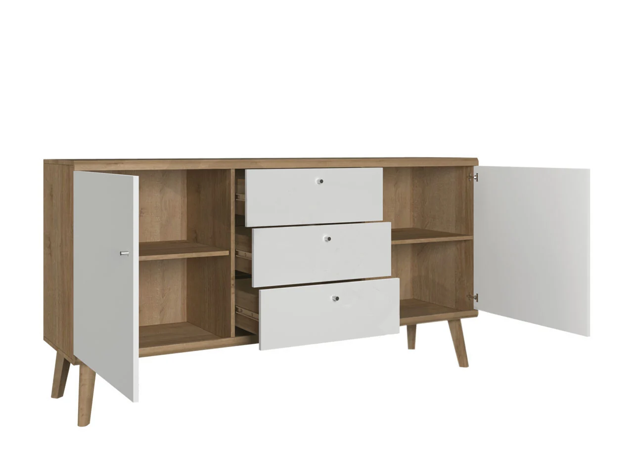 Primavera - Dressoir - Wit/licht eiken - 160x40x83 cm - Image 4