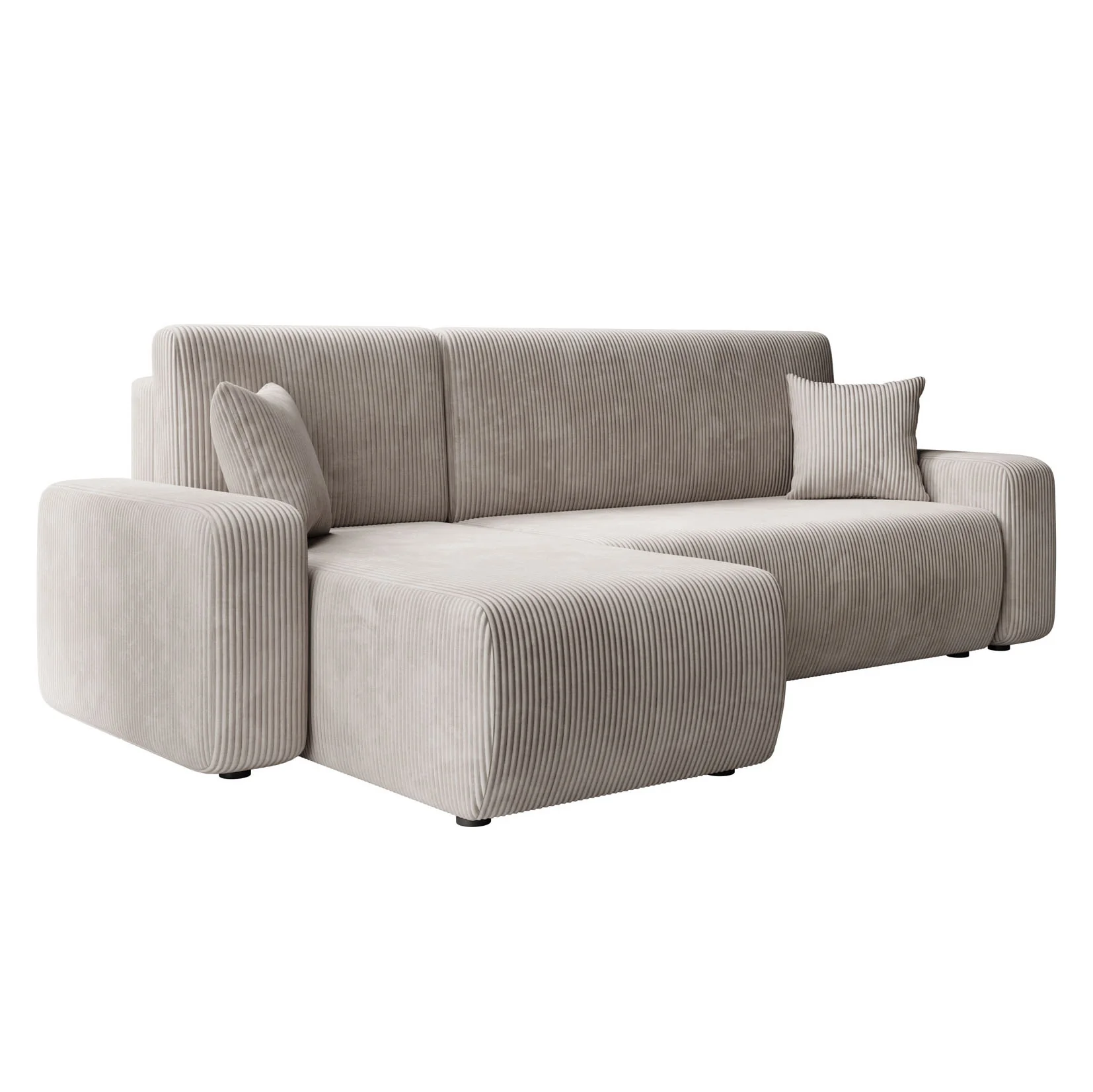 Prudence - Hoekbank 3-zits met chaise longue - Ribstof beige - Universeel - Image 7