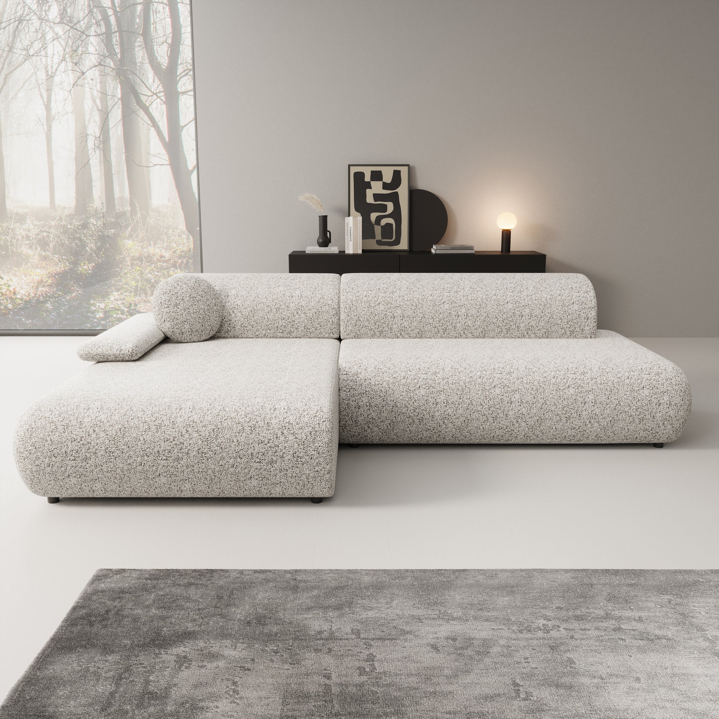 Pucet - Hoekbank 3-zits met slaapfunctie - Stof grijs - Links - 286x174x74 cm - Image 3
