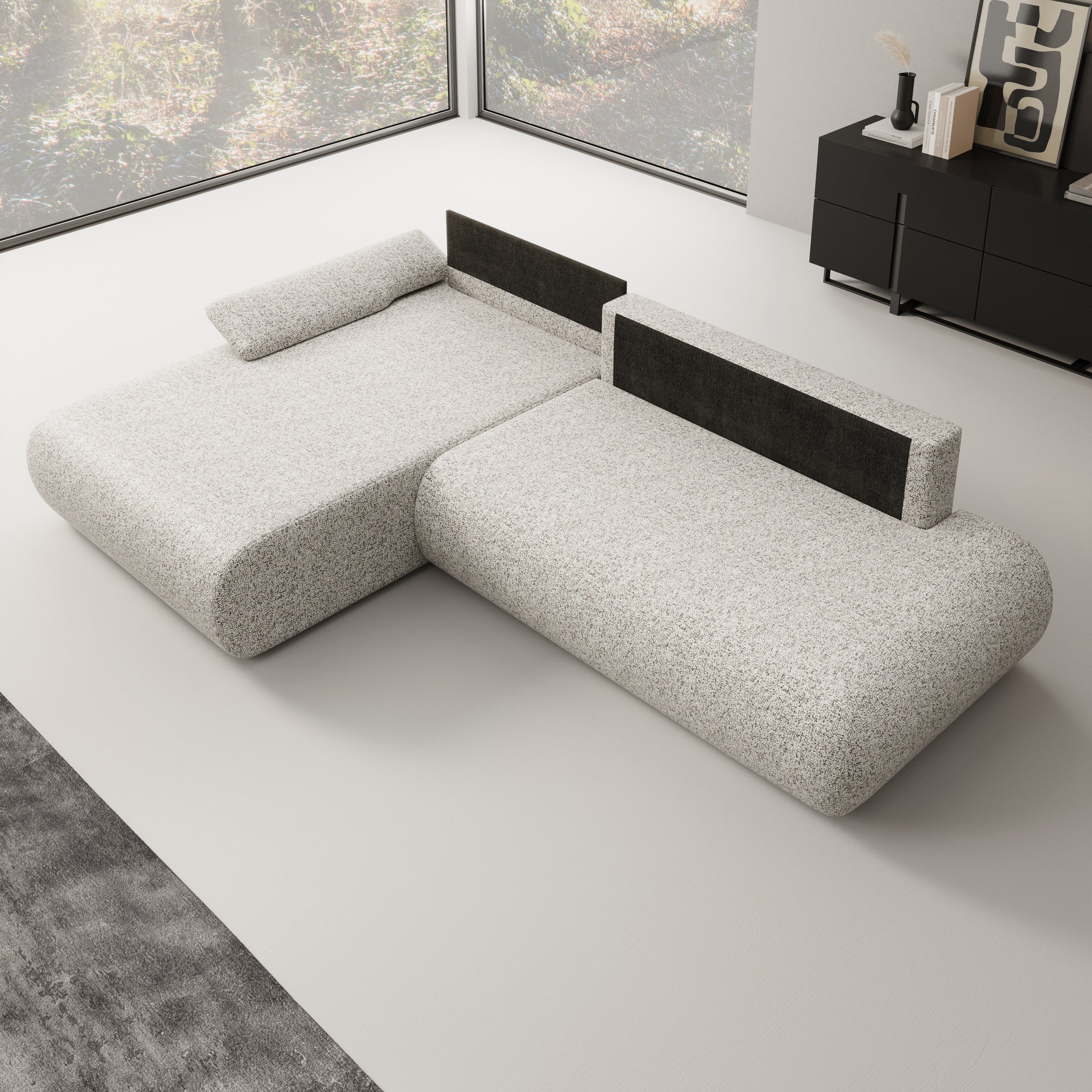 Pucet - Hoekbank 3-zits met slaapfunctie - Stof grijs - Links - 286x174x74 cm - Image 5
