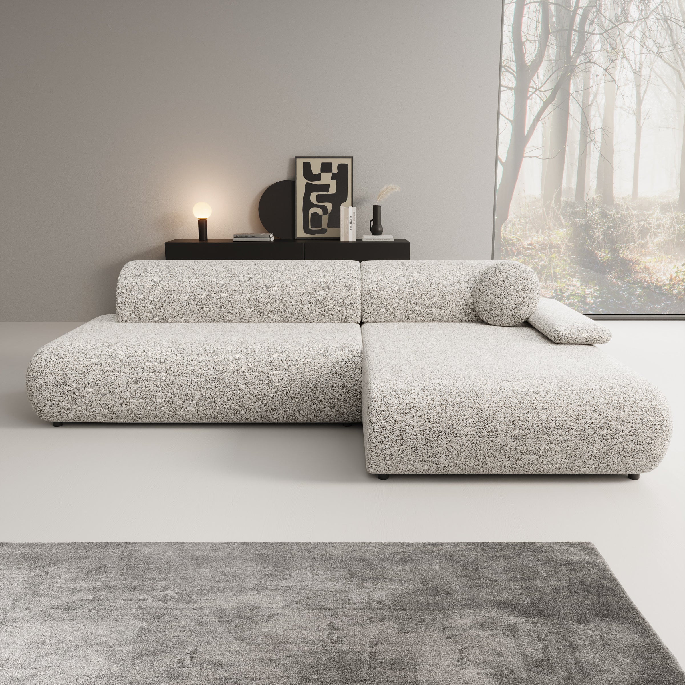 Pucet - Hoekbank 3-zits met slaapfunctie - Stof grijs - Rechts - 286x174x74 cm - Image 3