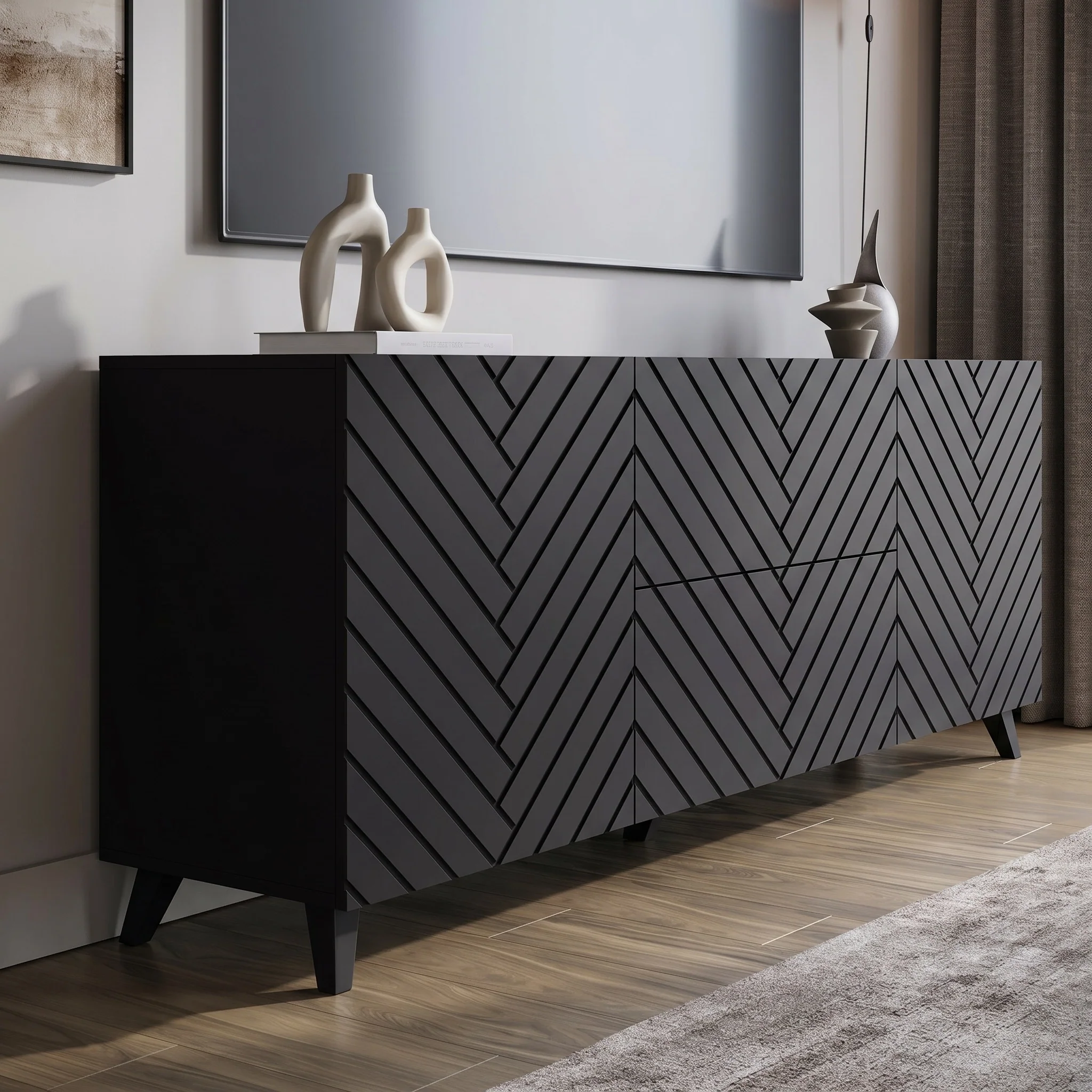 Pulse - TV-Meubel - Zwart - 180x39x69 cm - Image 4