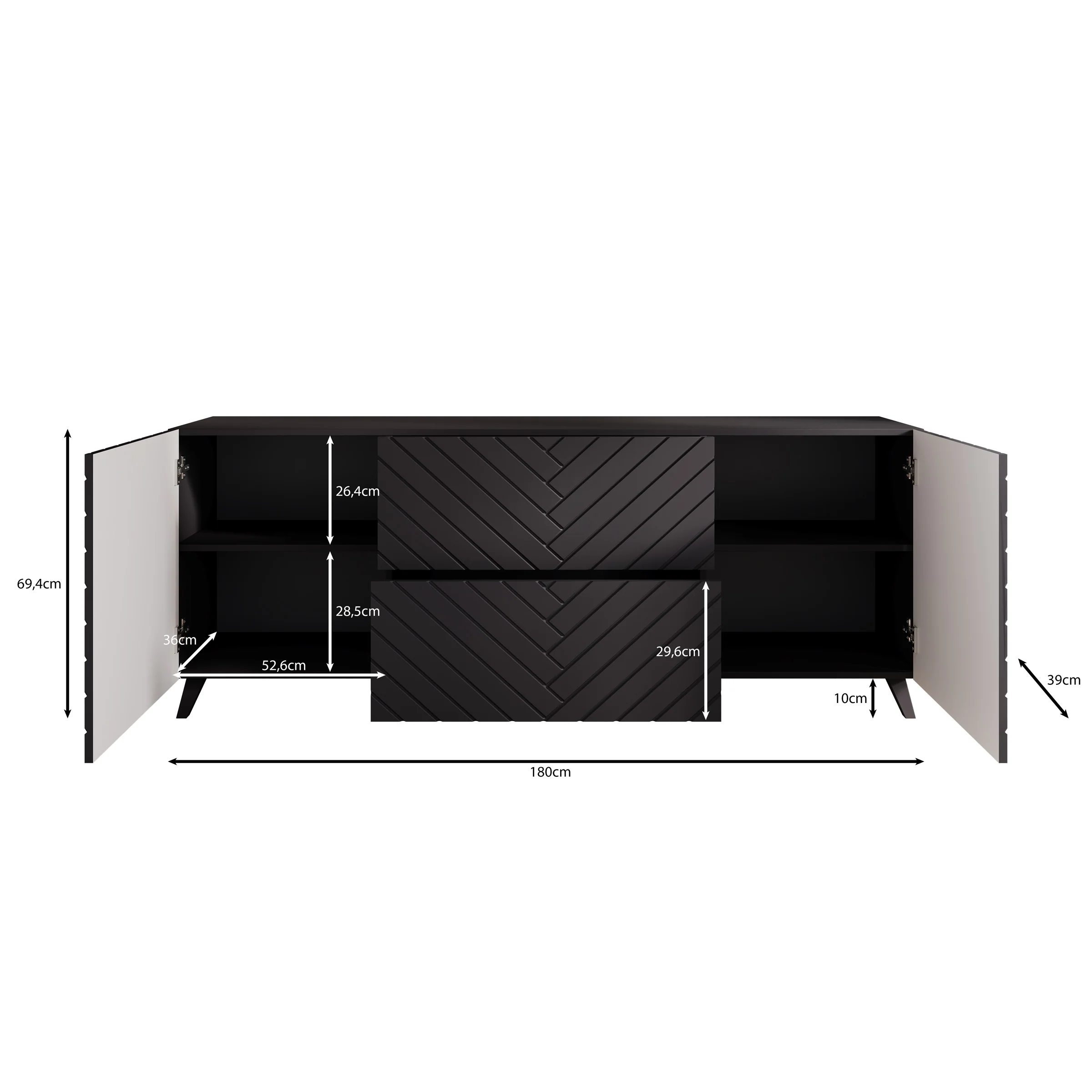 Pulse - TV-Meubel - Zwart - 180x39x69 cm - Image 5