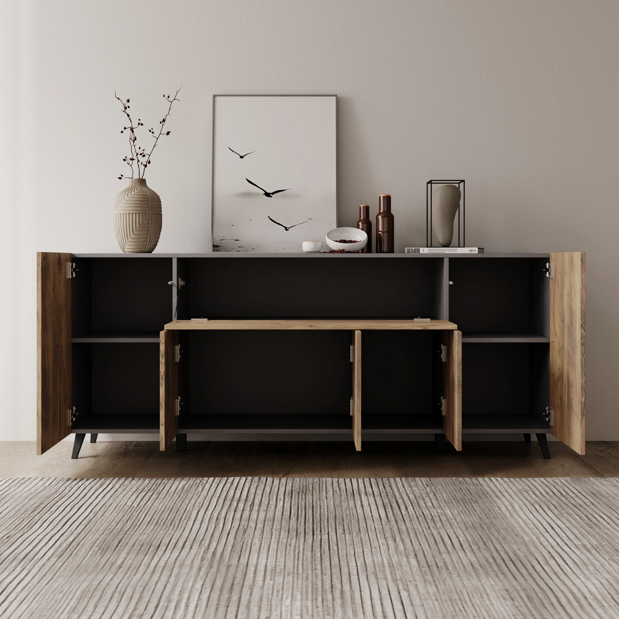 Pulse 4 - Dressoir - Eikenpatroon/Grijs - 180x39x76 cm - Image 2