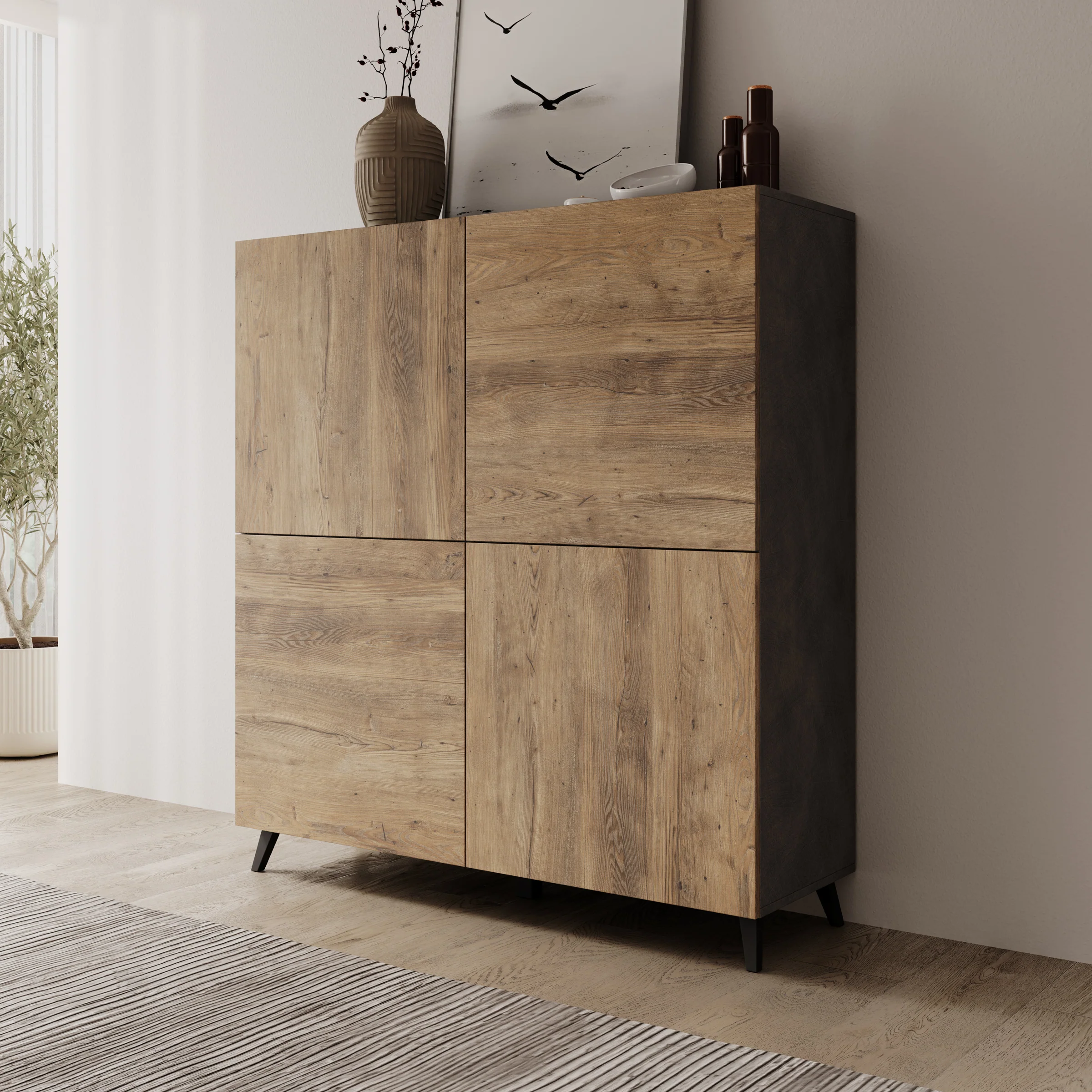 Pulse - Dressoir - Eikenpatroon/Grijs - 120x40x130 cm