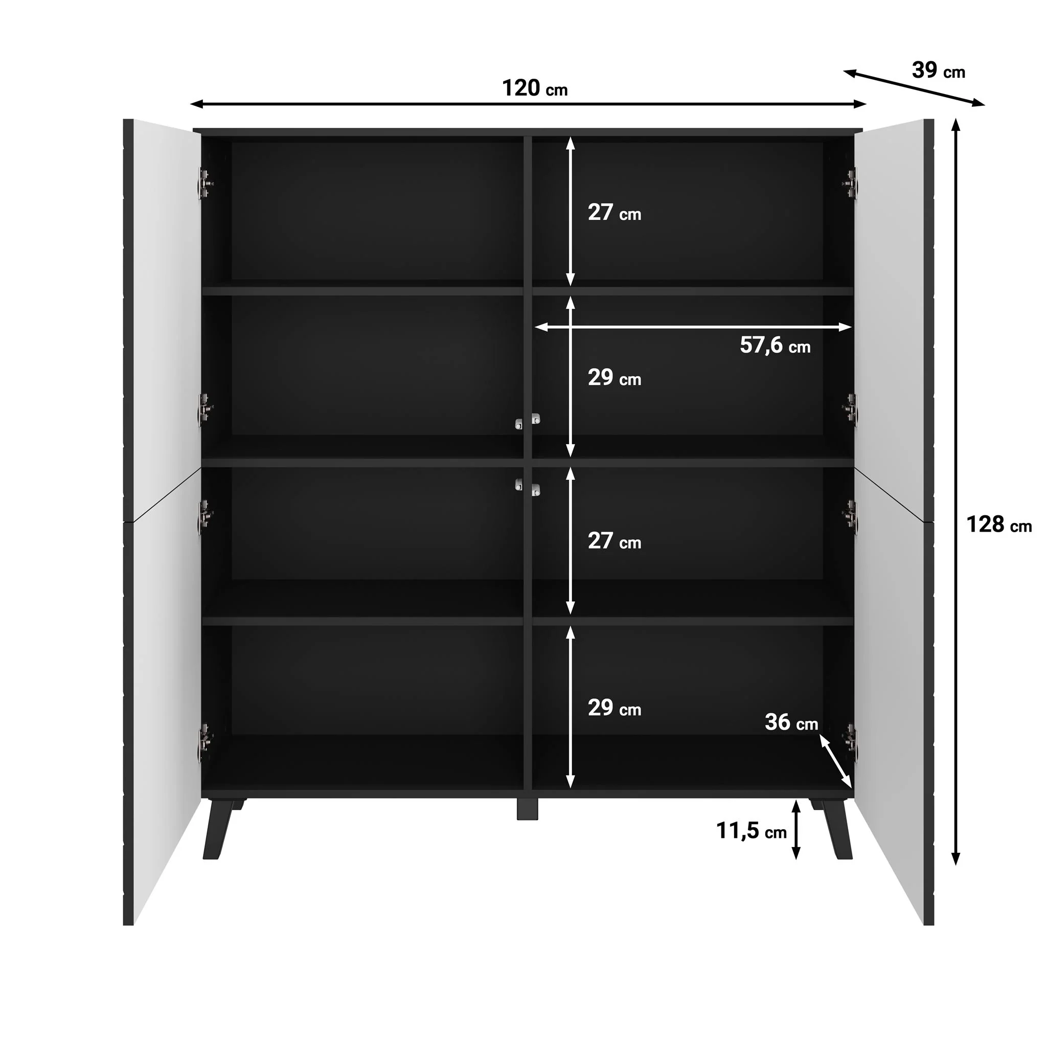 Pulse - Dressoir - Zwart - 120x39x128 cm - Image 5