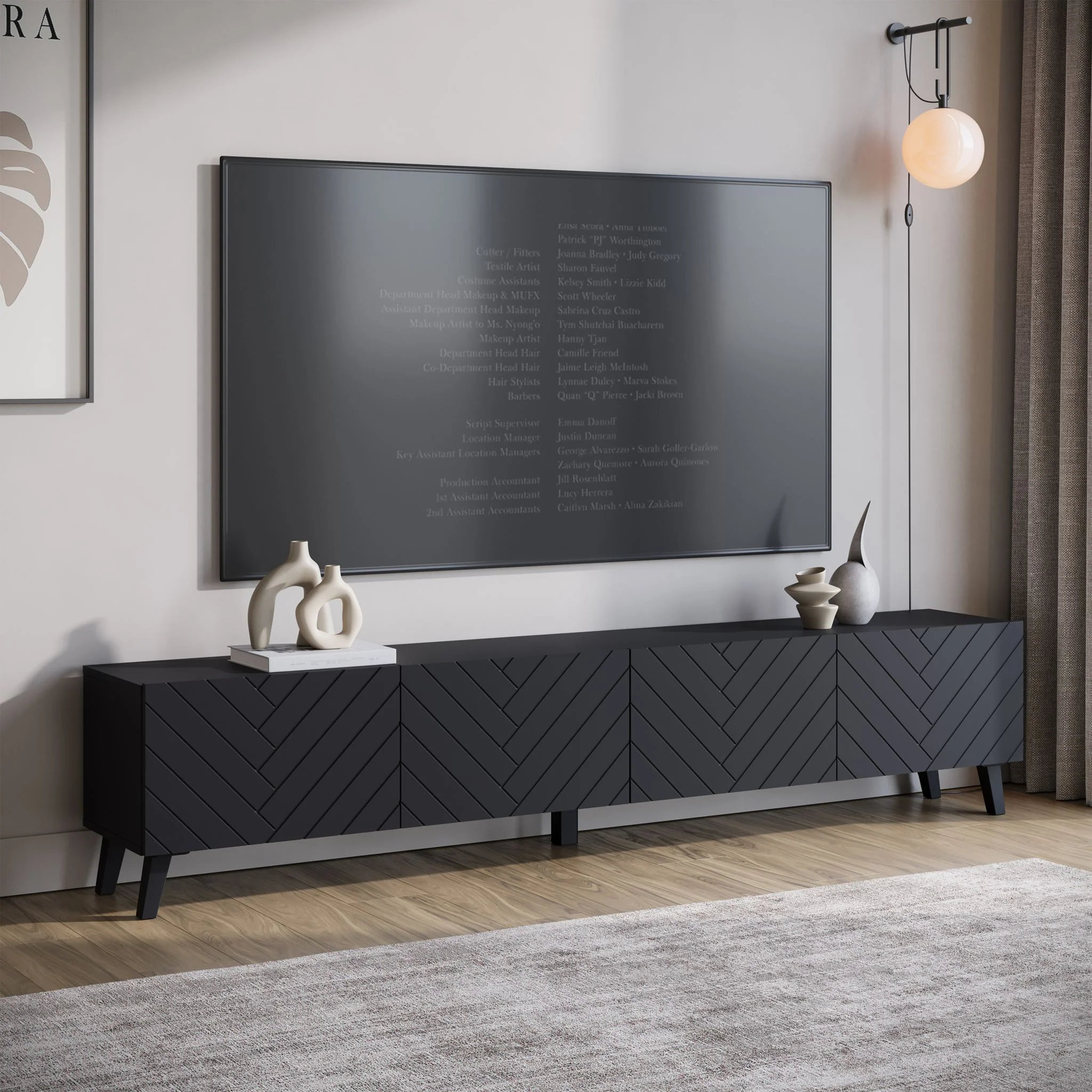 Pulse - TV-Meubel - Zwart - 190x33x40 cm