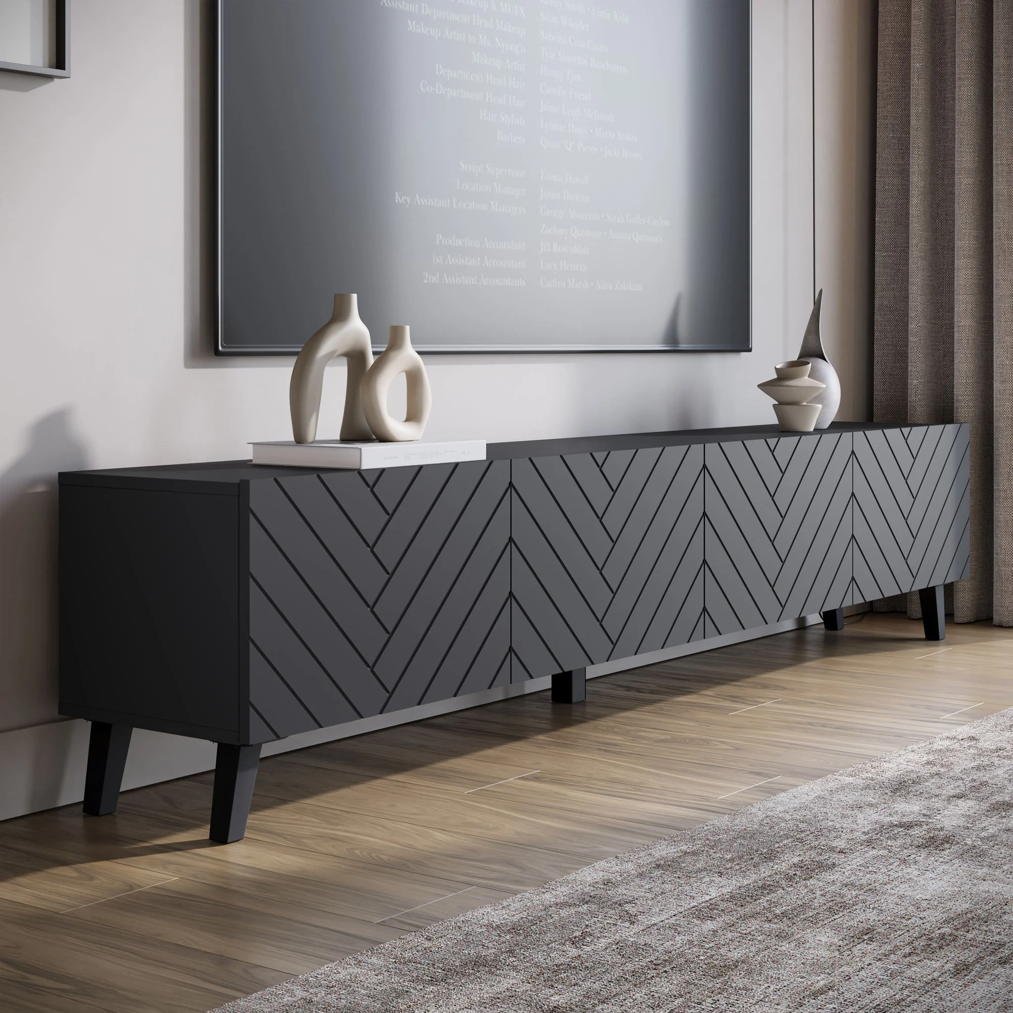 Pulse - TV-Meubel - Zwart - 190x33x40 cm - Image 4