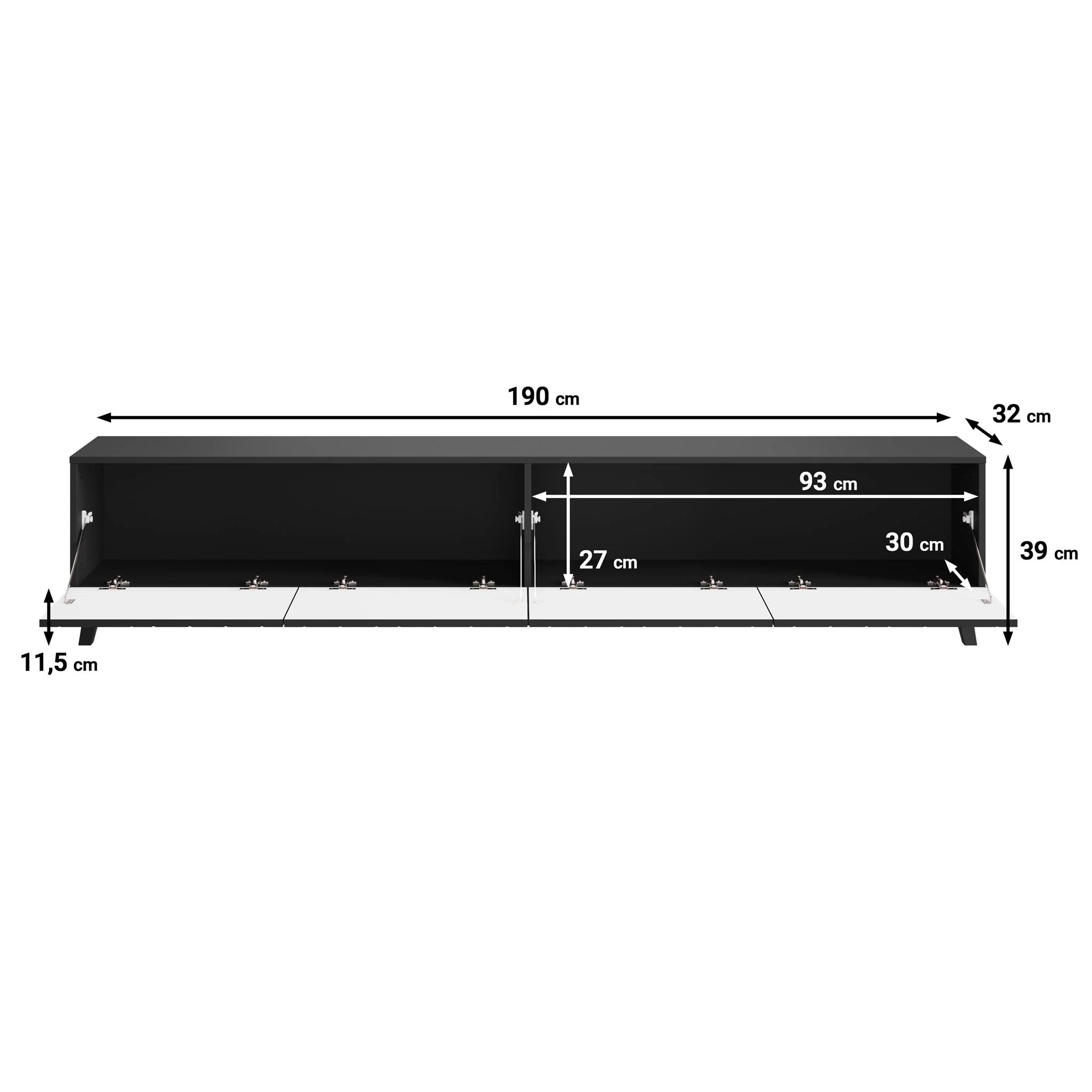 Pulse - TV-Meubel - Zwart - 190x33x40 cm - Image 5