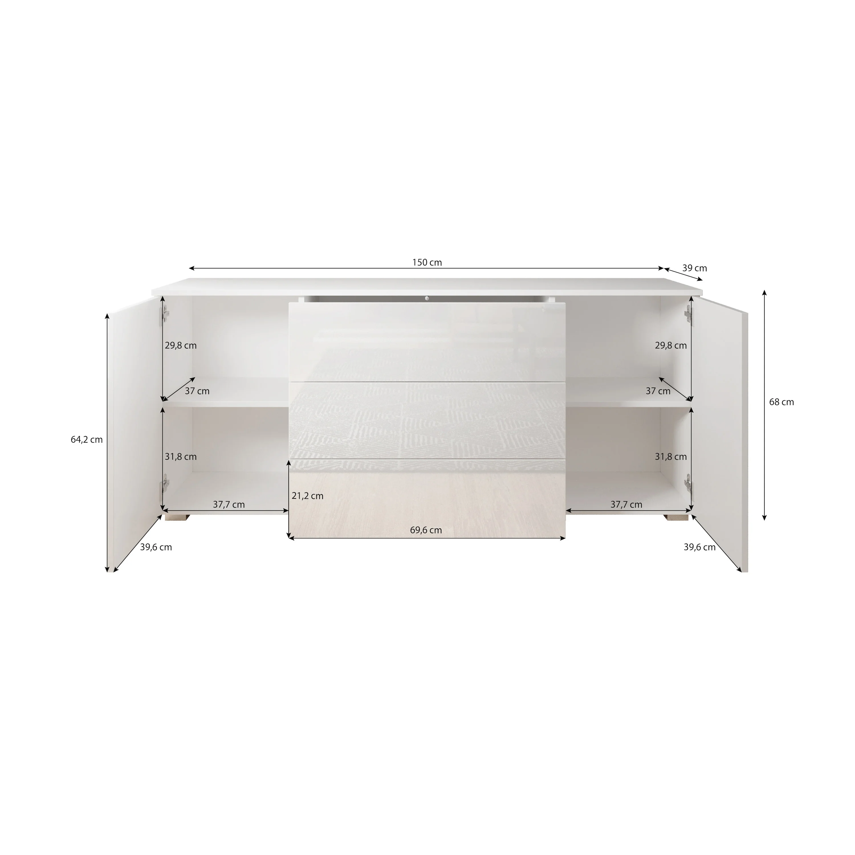 Pure - Dressoir - Wit - 150x39x68 cm - Image 5