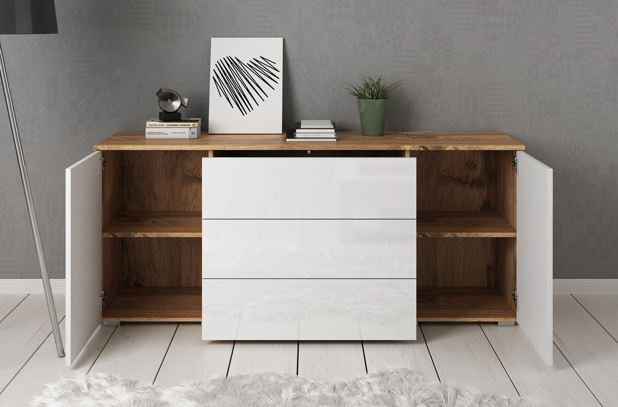 Pure - Dressoir - Wit/eiken - 150x39x68 cm - Image 3
