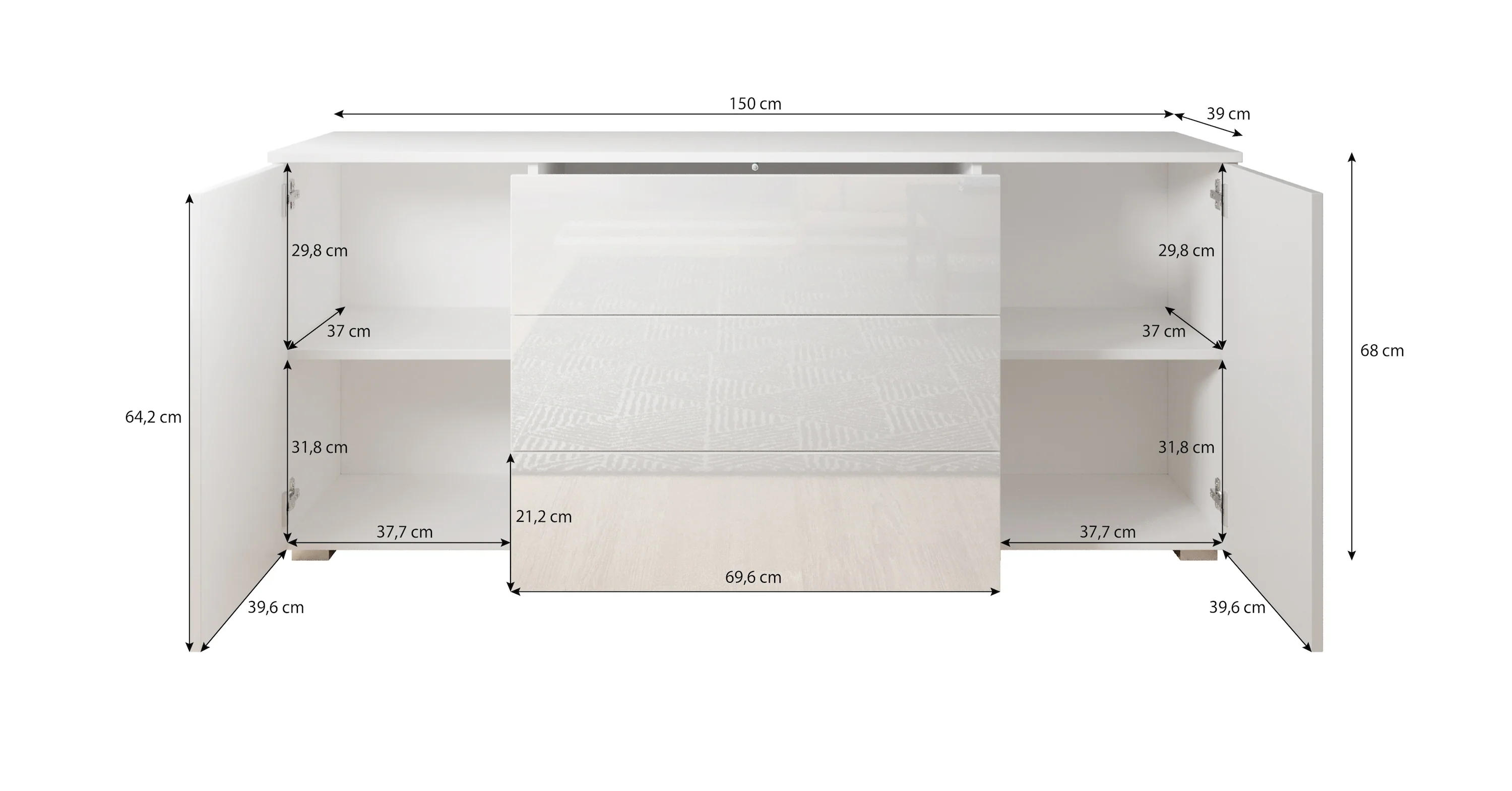 Pure - Dressoir - Zwart/eiken - 150x39x68 cm - Image 5