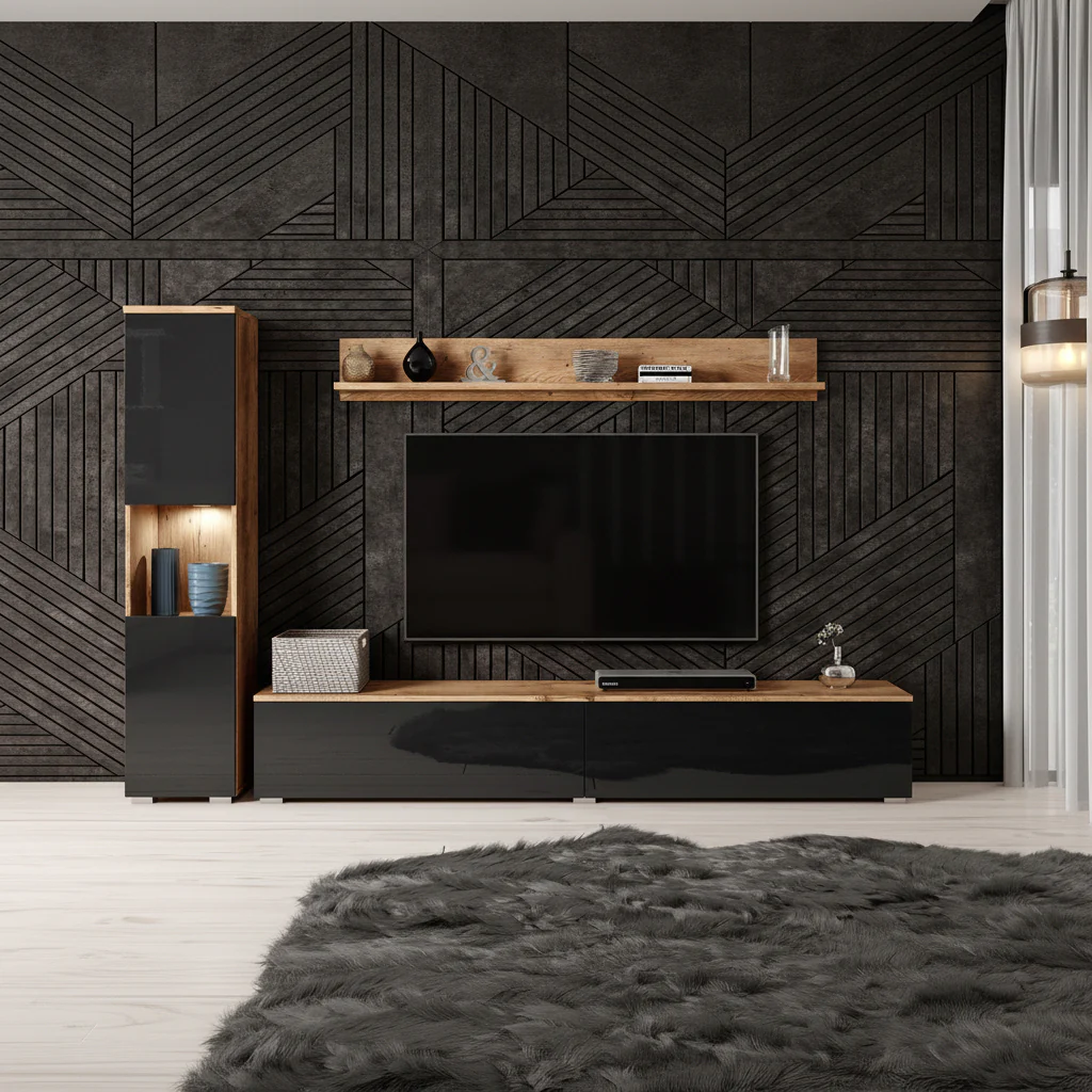 Pure - Wandmeubel - Zwart/donker eiken - 180x33x32 cm - Image 4