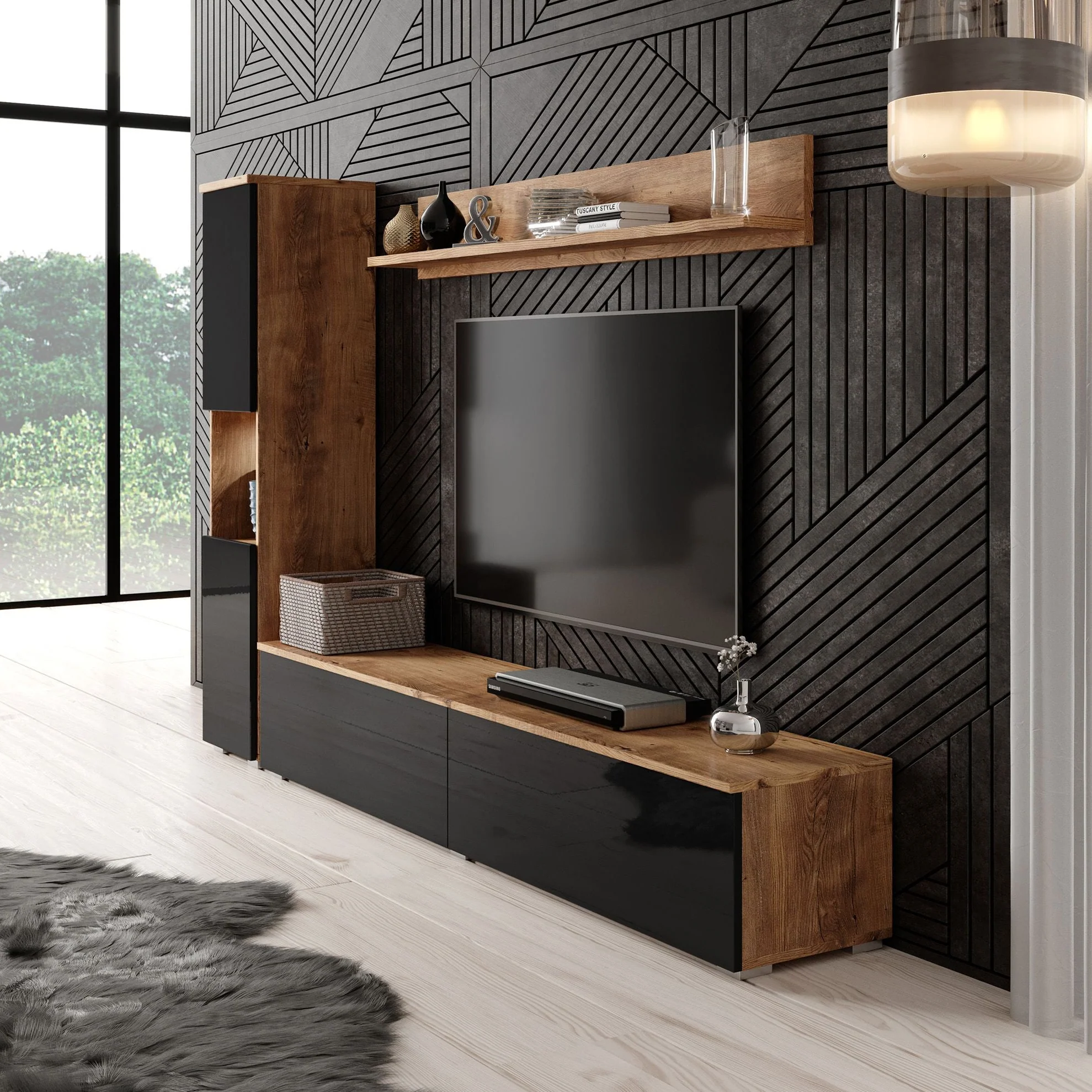 Pure - Wandmeubel - Zwart/donker eiken - 180x33x32 cm - Image 5