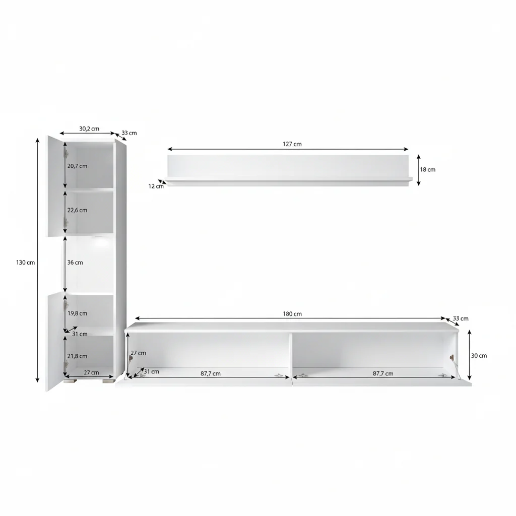Pure - Wandmeubel - Zwart/donker eiken - 180x33x32 cm - Image 6
