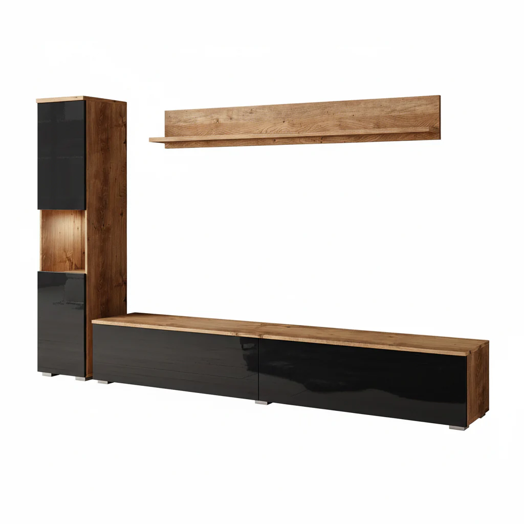 Pure - Wandmeubel - Zwart/donker eiken - 180x33x32 cm - Image 7