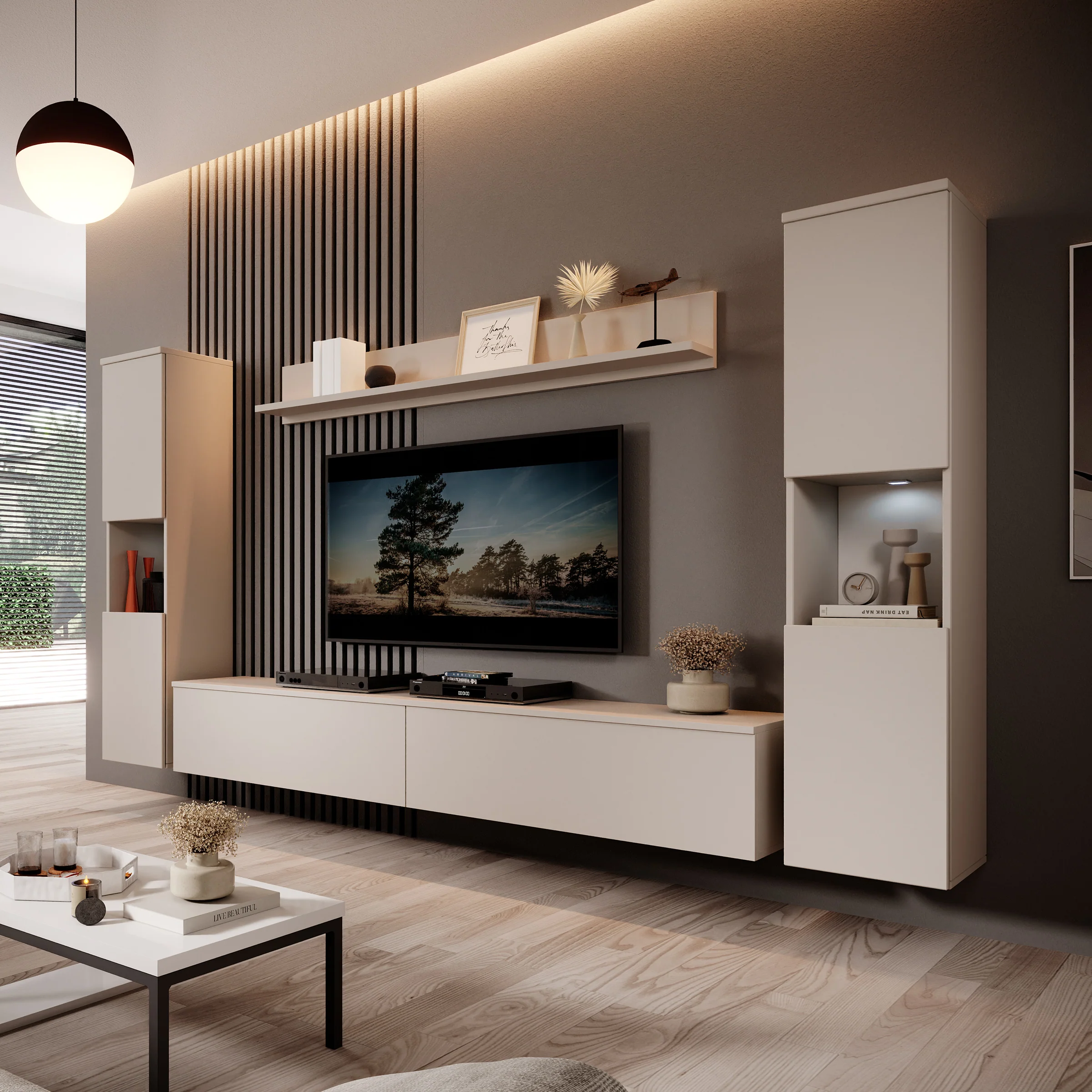 Pure XL - Wandmeubel - Beige - 180x33x130 cm