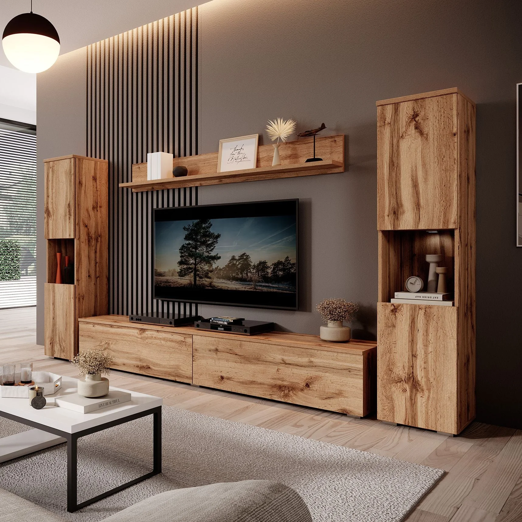 Pure XL - Wandmeubel - Eiken - 180x33x130 cm - Image 3
