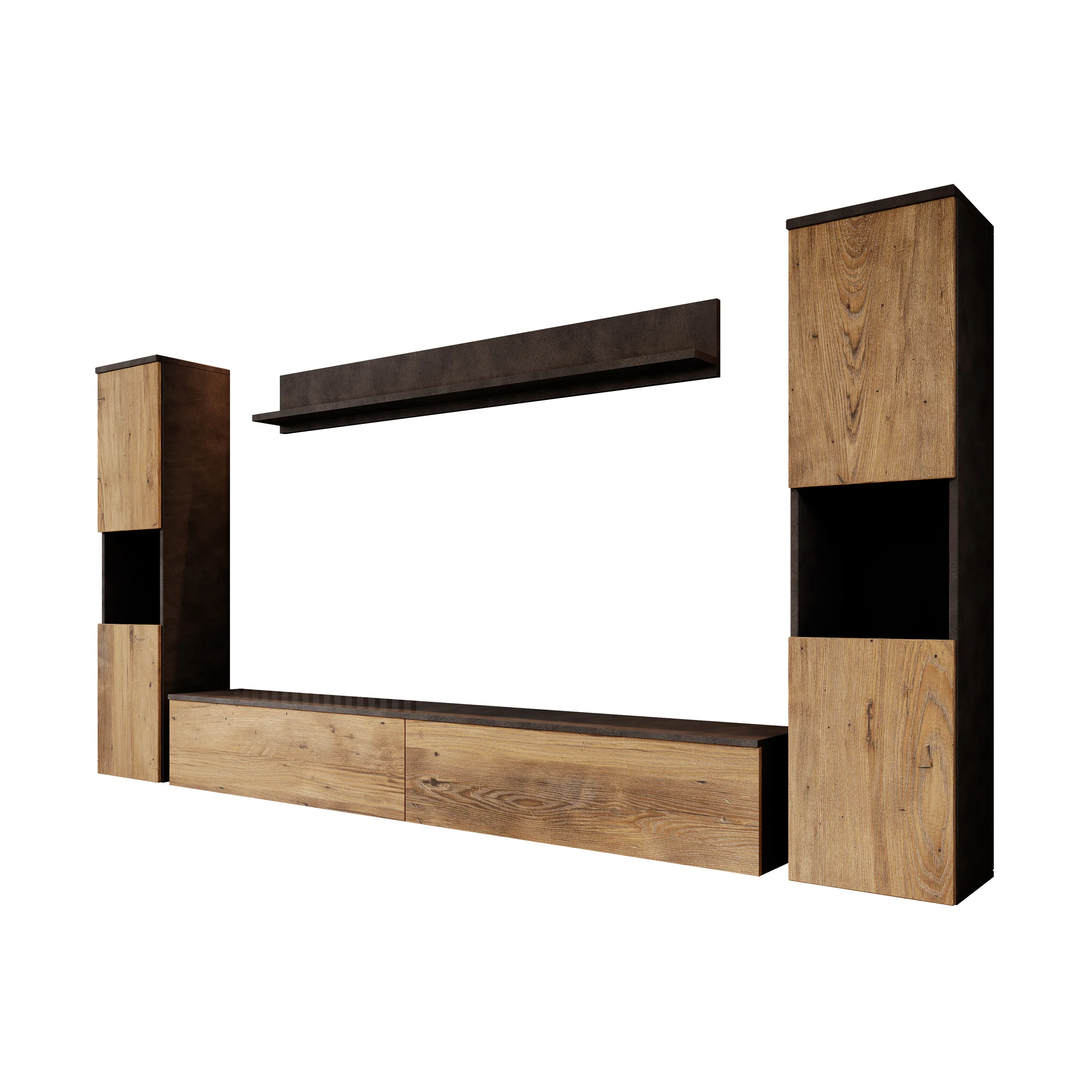 Pure XL - Wandmeubel - Eiken/Grijs - 180x33x130 cm - Image 10