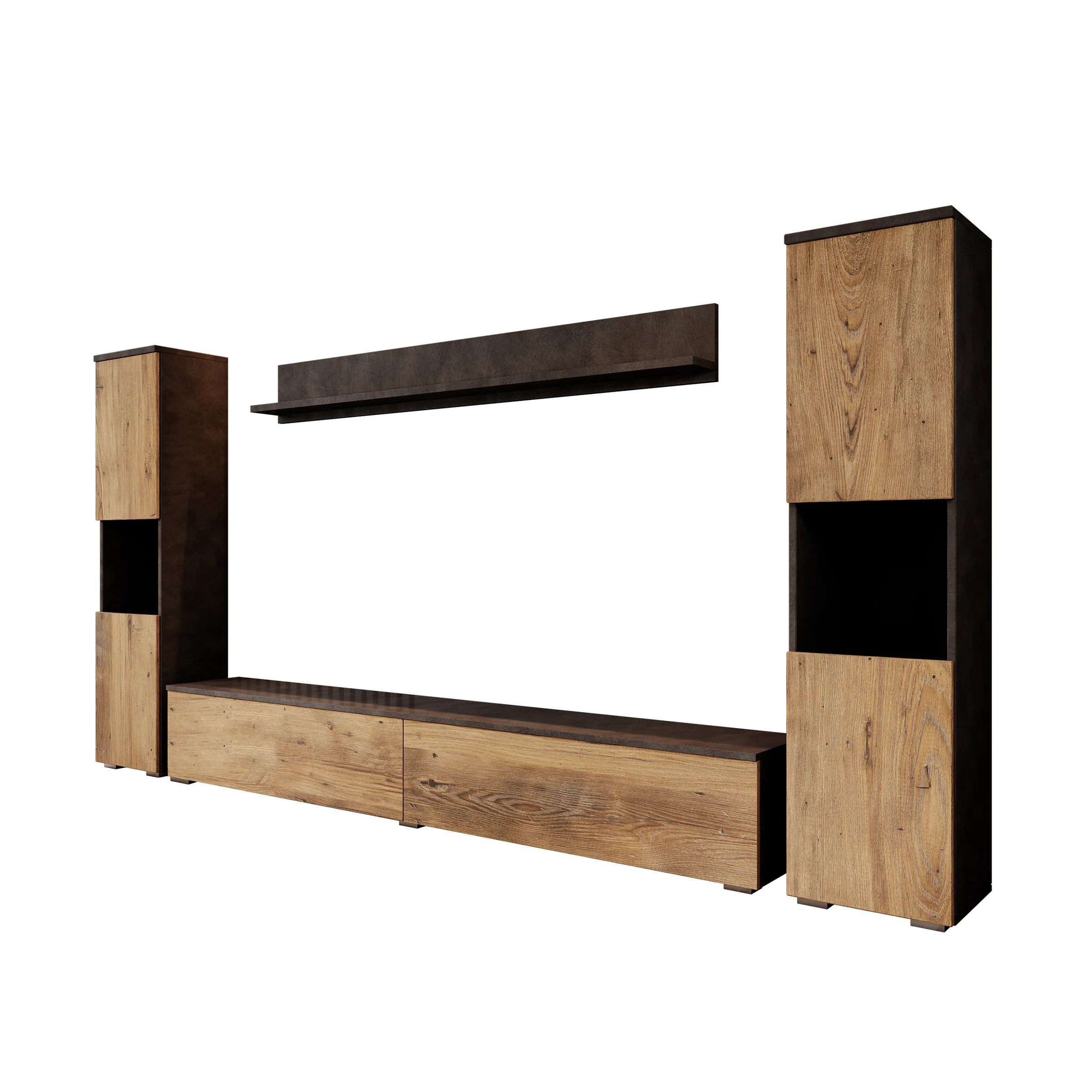 Pure XL - Wandmeubel - Eiken/Grijs - 180x33x130 cm - Image 11
