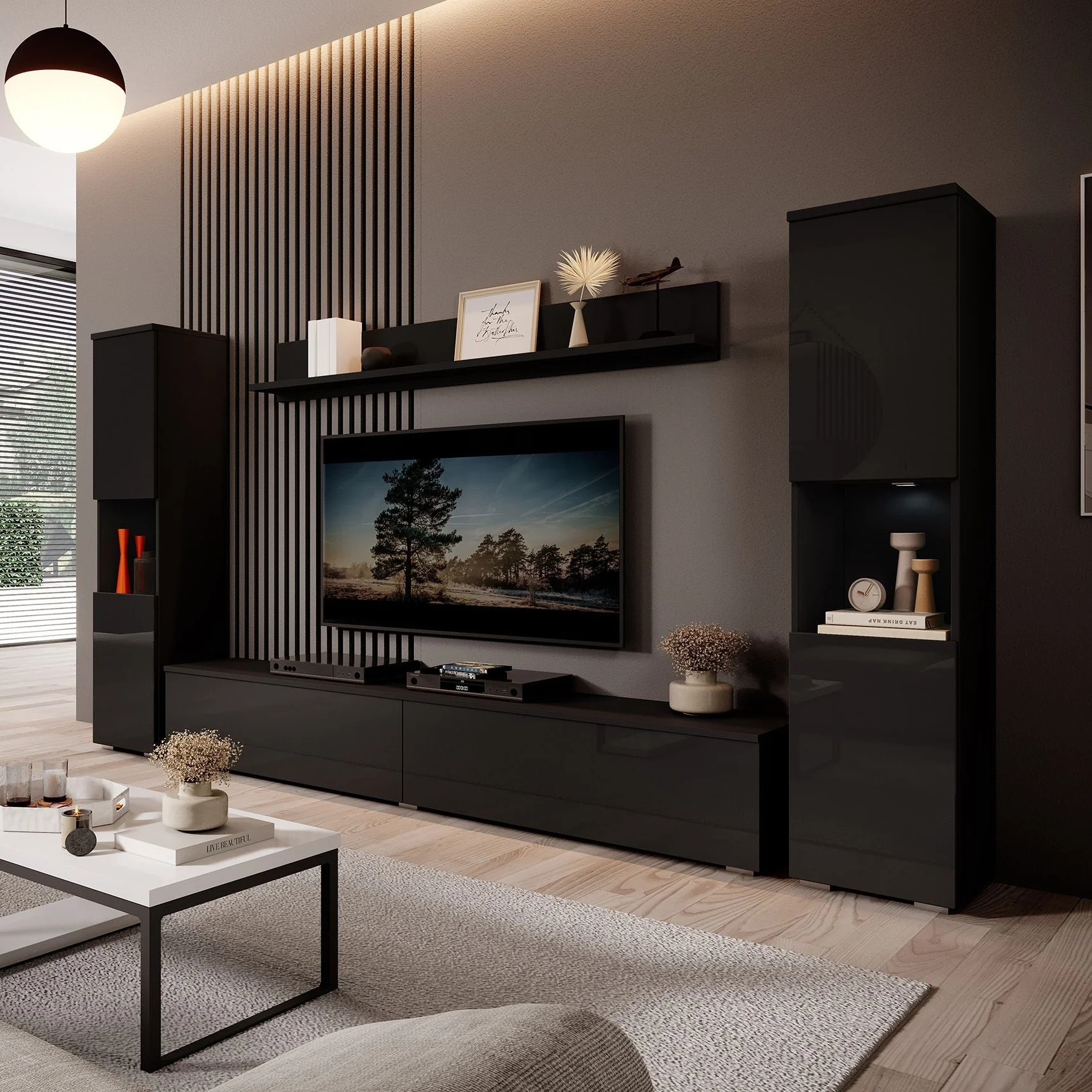 Pure XL - Wandmeubel - Zwart - 180x33x130 cm - Image 3