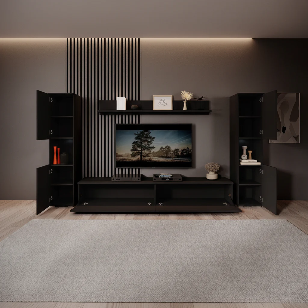 Pure XL - Wandmeubel - Zwart - 180x33x130 cm - Image 6