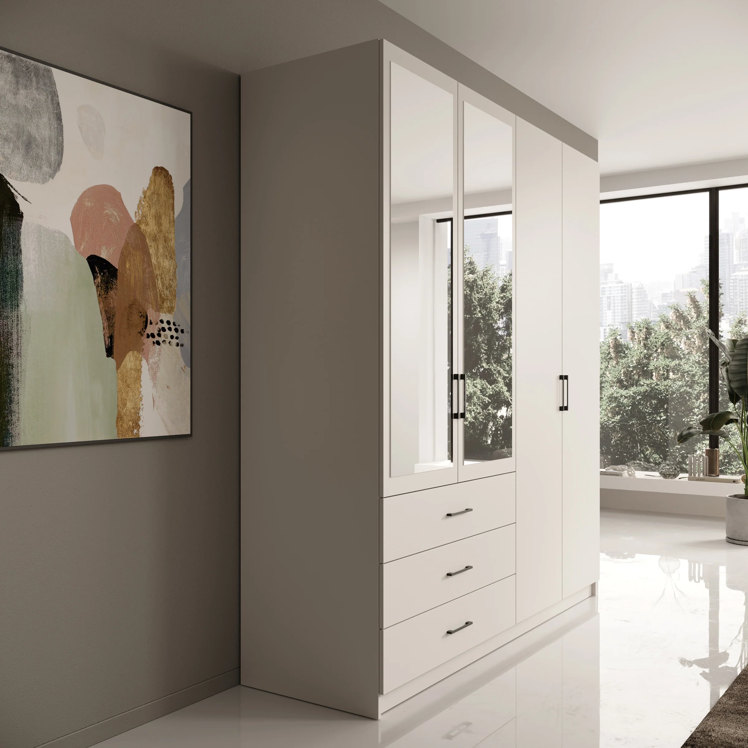 Puro - Kledingkast met 4 deuren - Beige - 196x60x215 cm - Image 4