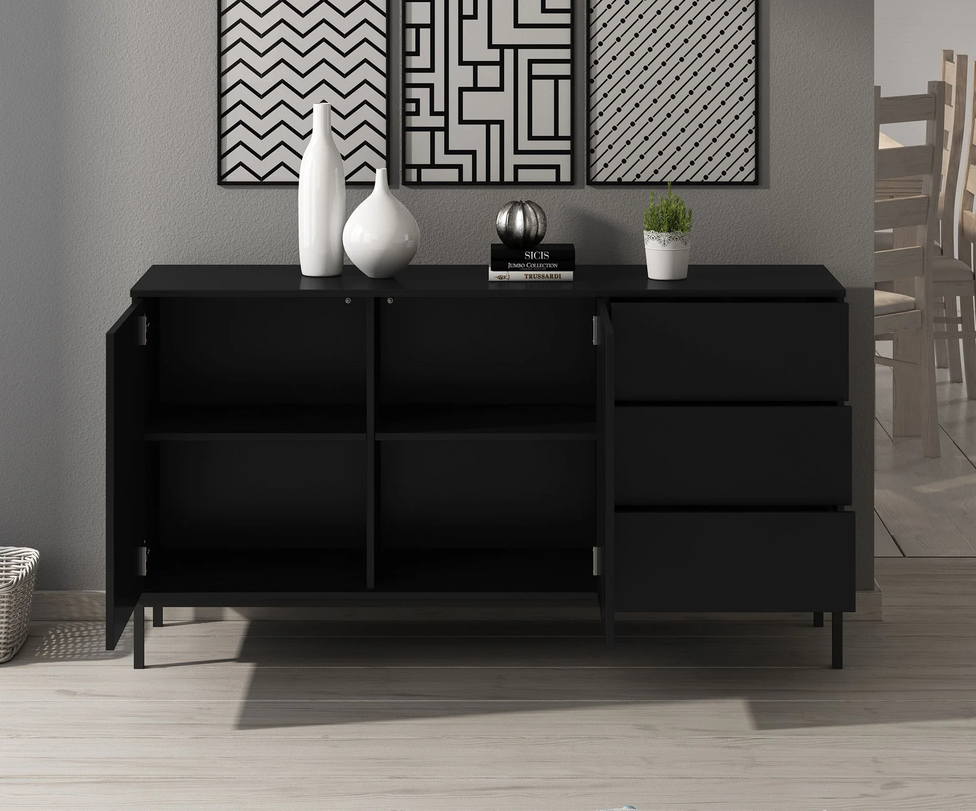 Queen - Dressoir - Zwart - 150x41x80 cm - Image 2