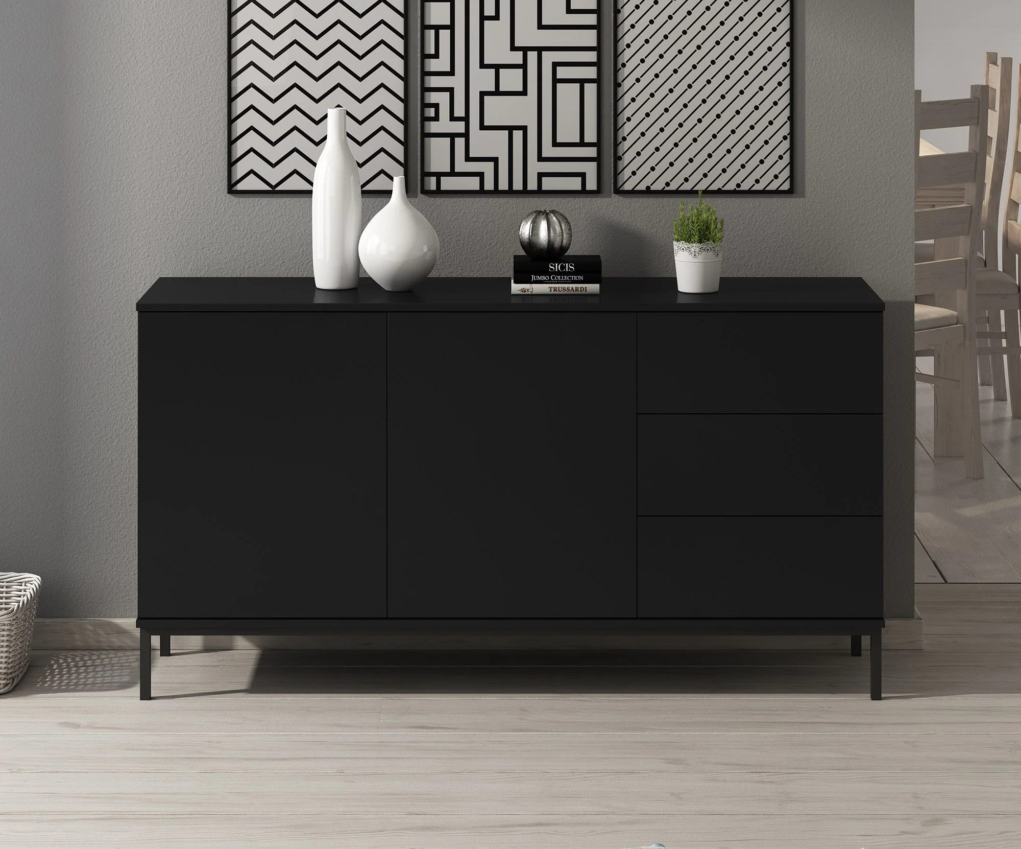 Queen - Dressoir - Zwart - 150x41x80 cm - Image 3