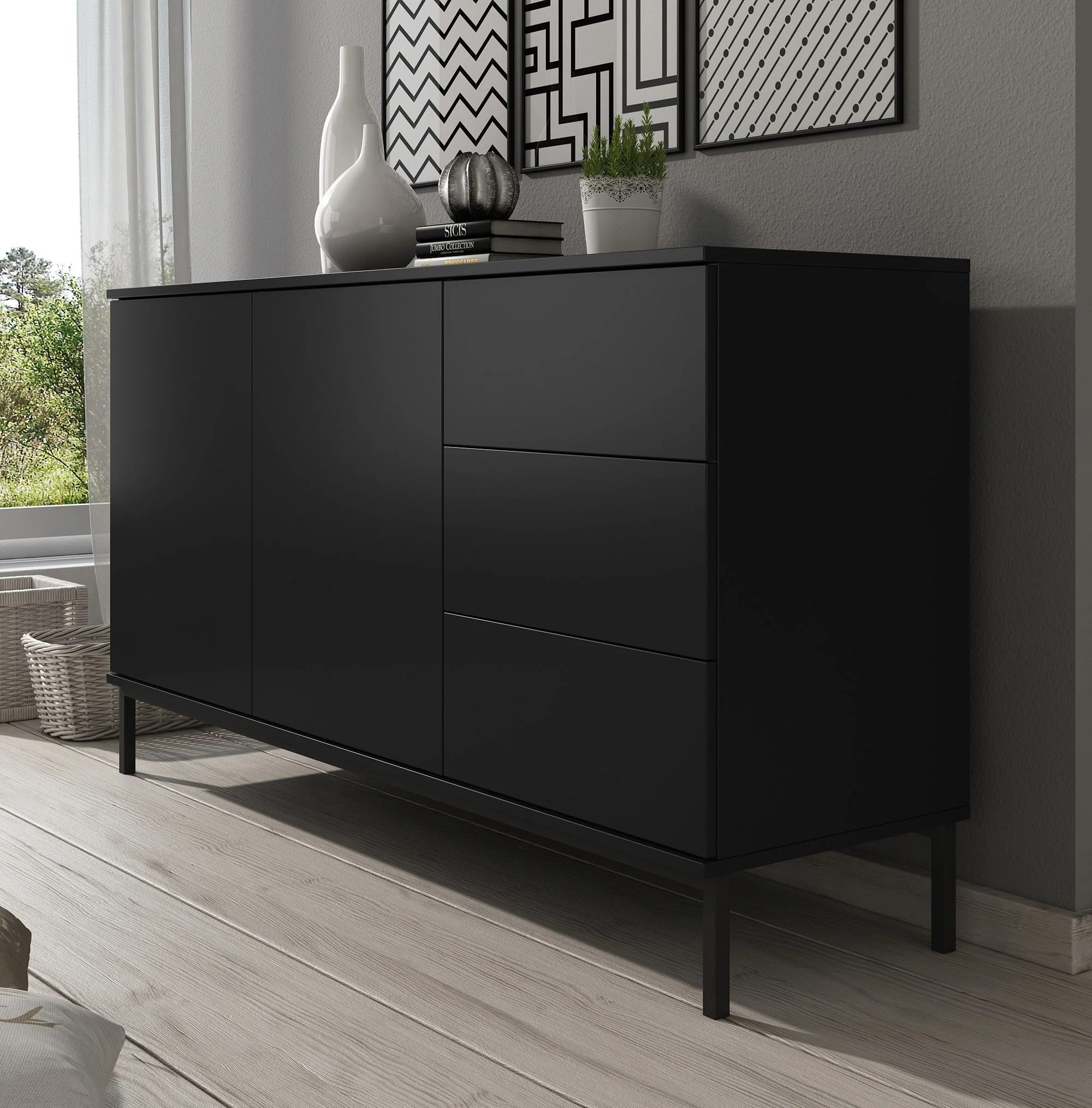 Queen - Dressoir - Zwart - 150x41x80 cm - Image 4