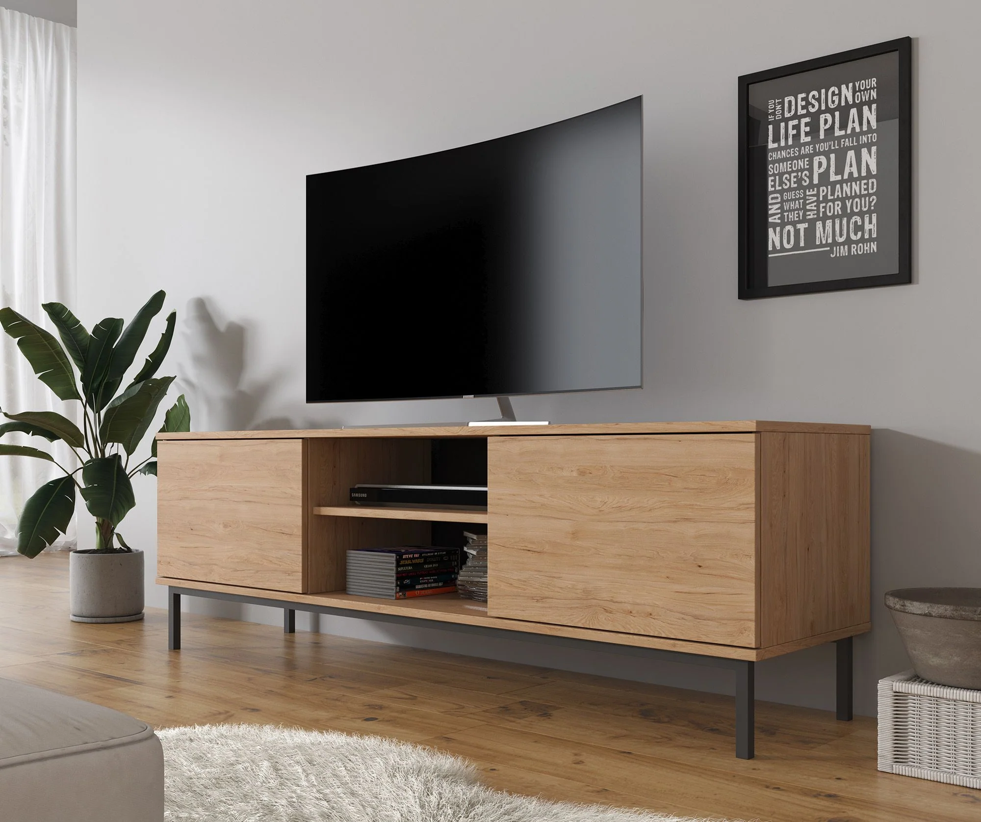 Queen - TV-Meubel - Eiken - 150x41x50 cm
