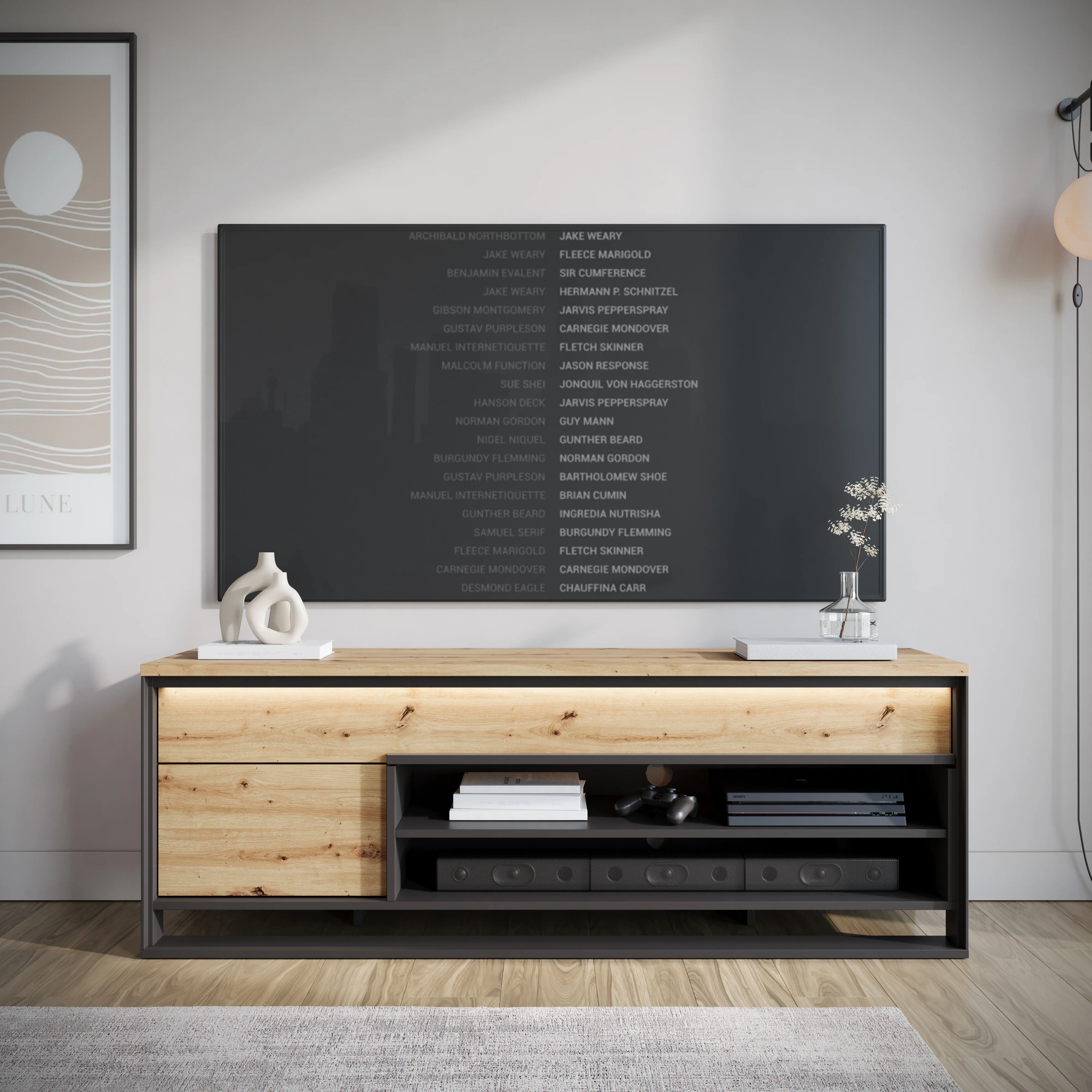 Quincy - TV-Meubel - Eiken  - 155x41x55 cm - Image 2