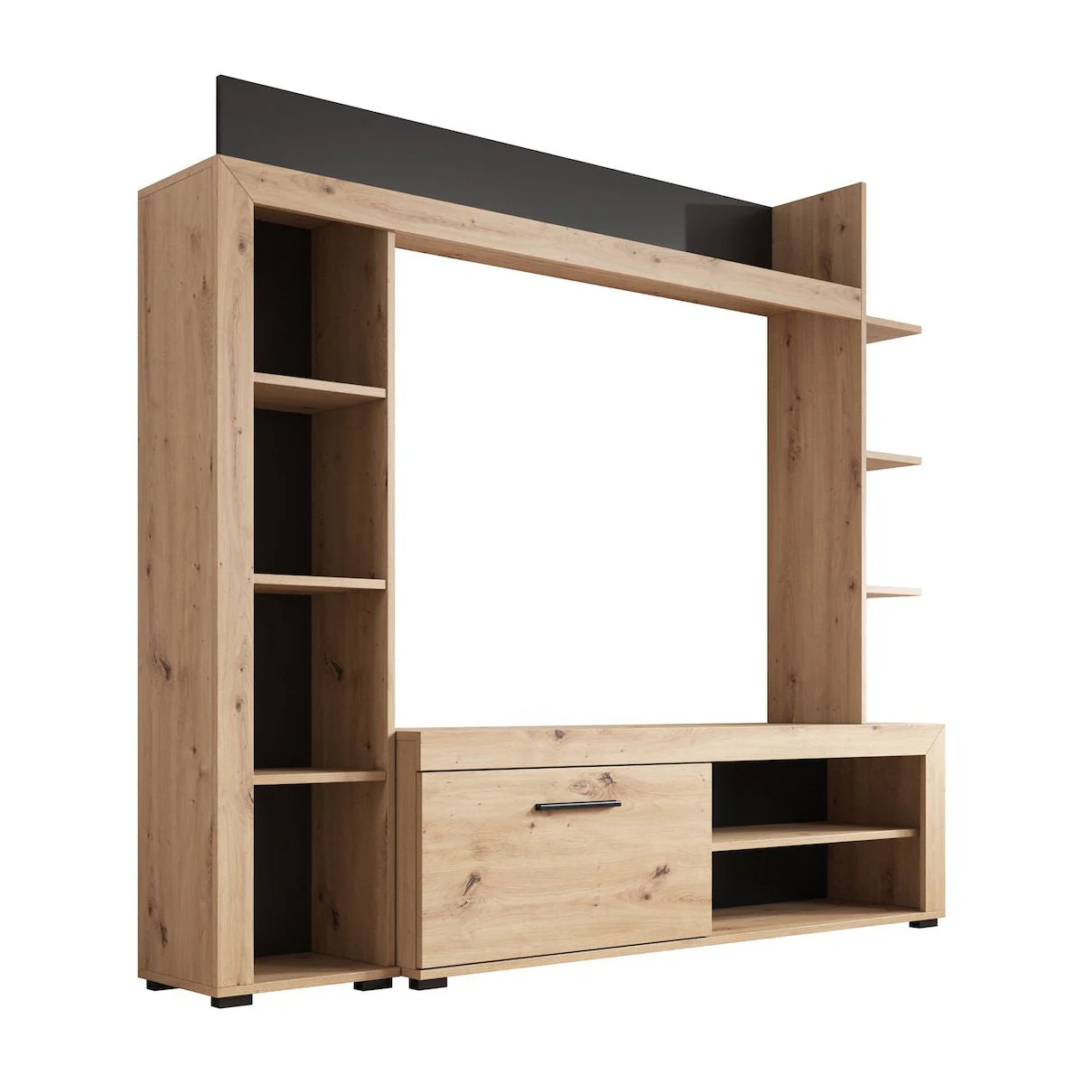 Ramona - Wandmeubel - Eiken/zwart - 173x28x158 cm - Image 6