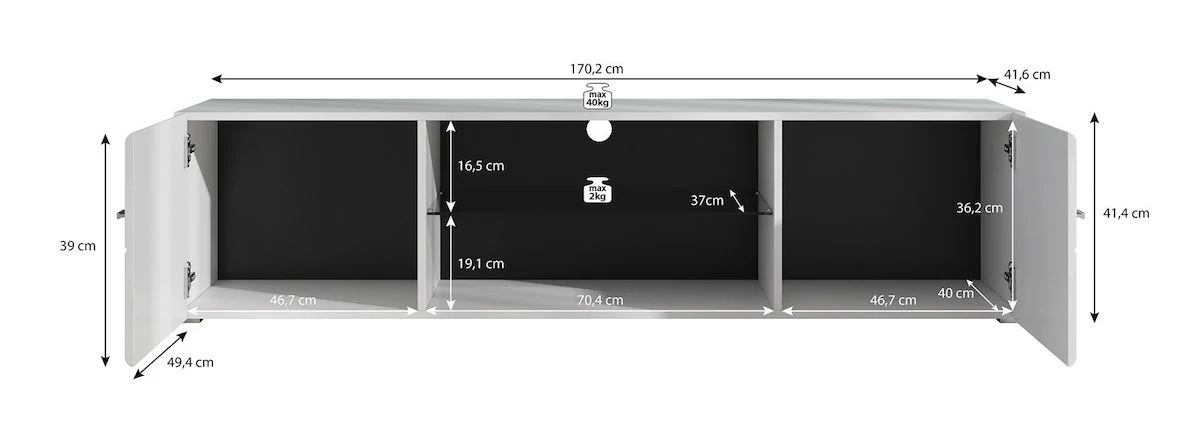 Red - TV-Meubel - Wit - 170 cm - Image 5