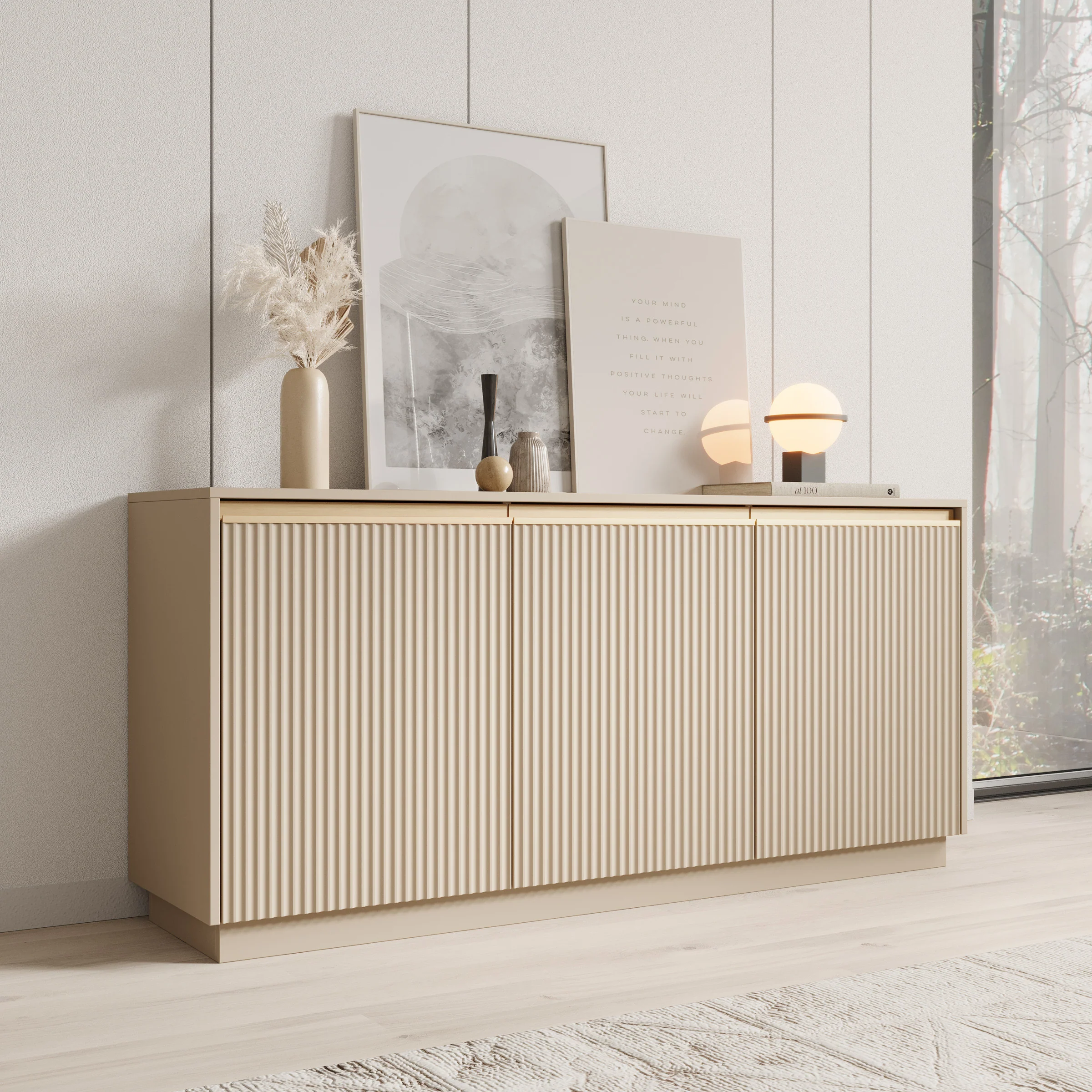 Remy - Dressoir - Beige - 153x39x72 cm