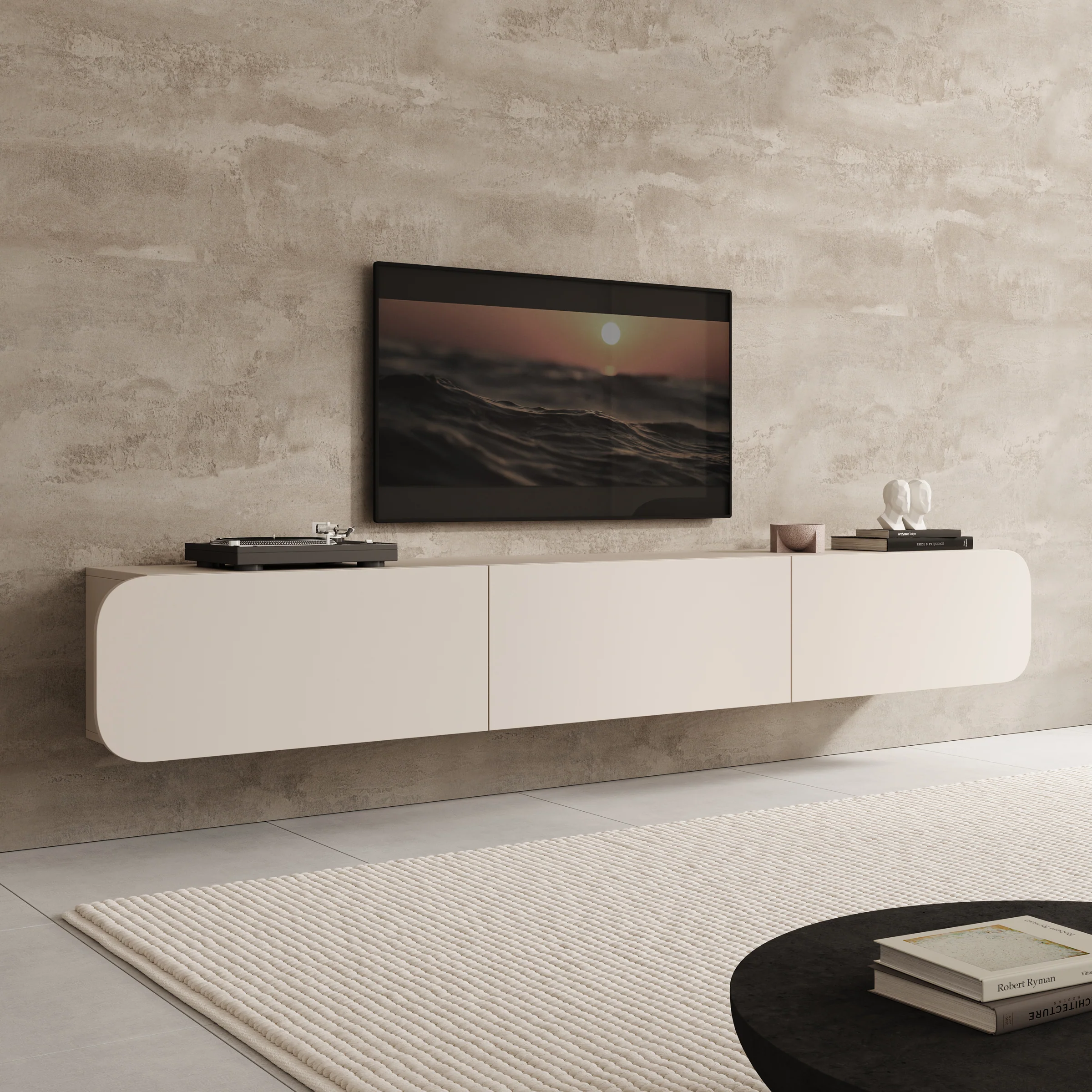 Renalto - TV-Meubel - Beige - 220x36x34 cm