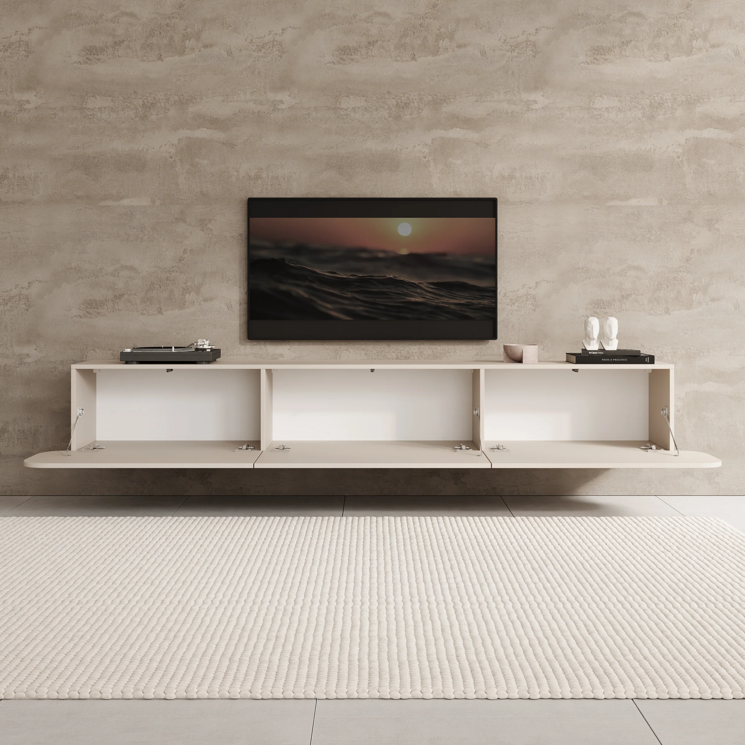 Renalto - TV-Meubel - Beige - 220x36x34 cm - Image 2