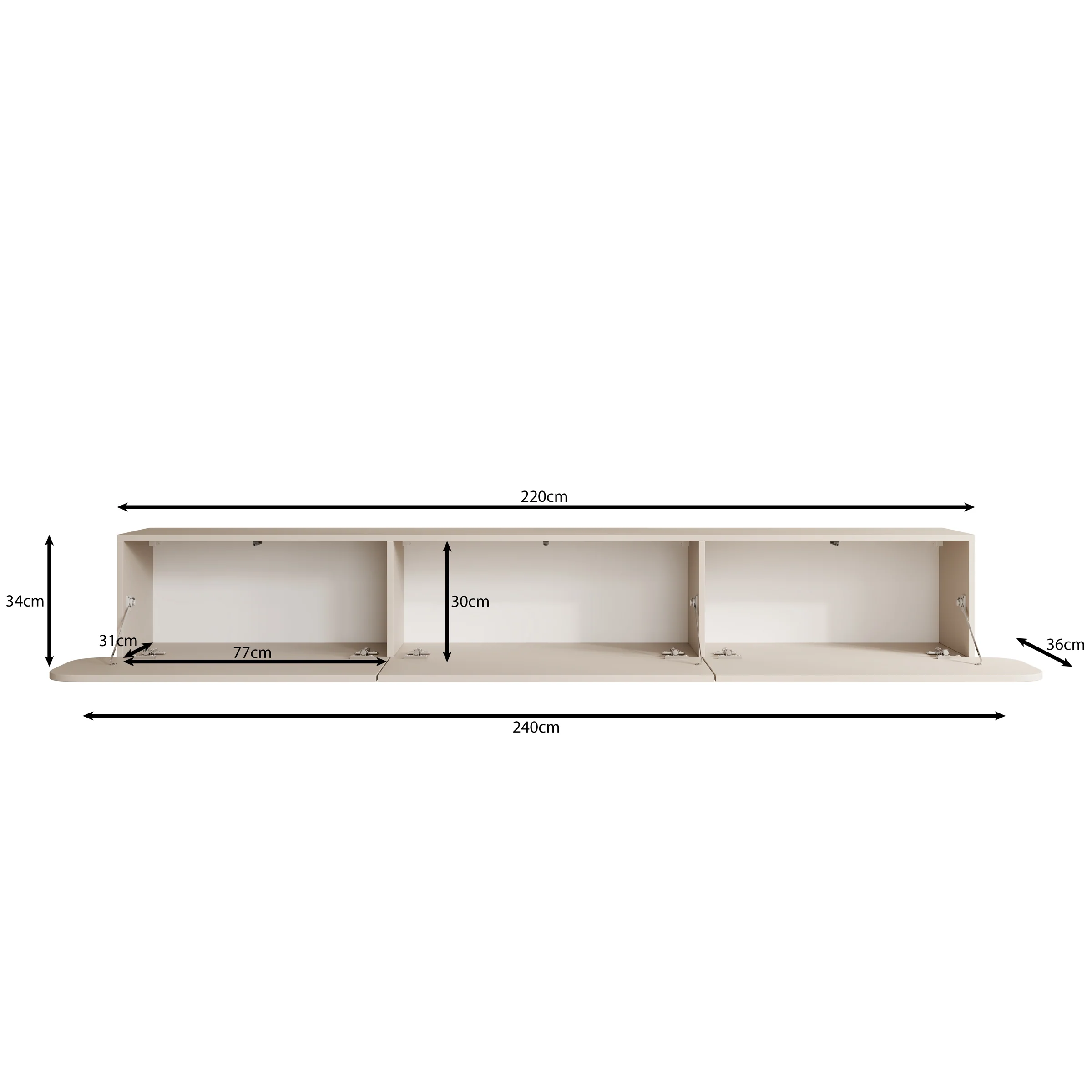 Renalto - TV-Meubel - Beige - 220x36x34 cm - Image 5