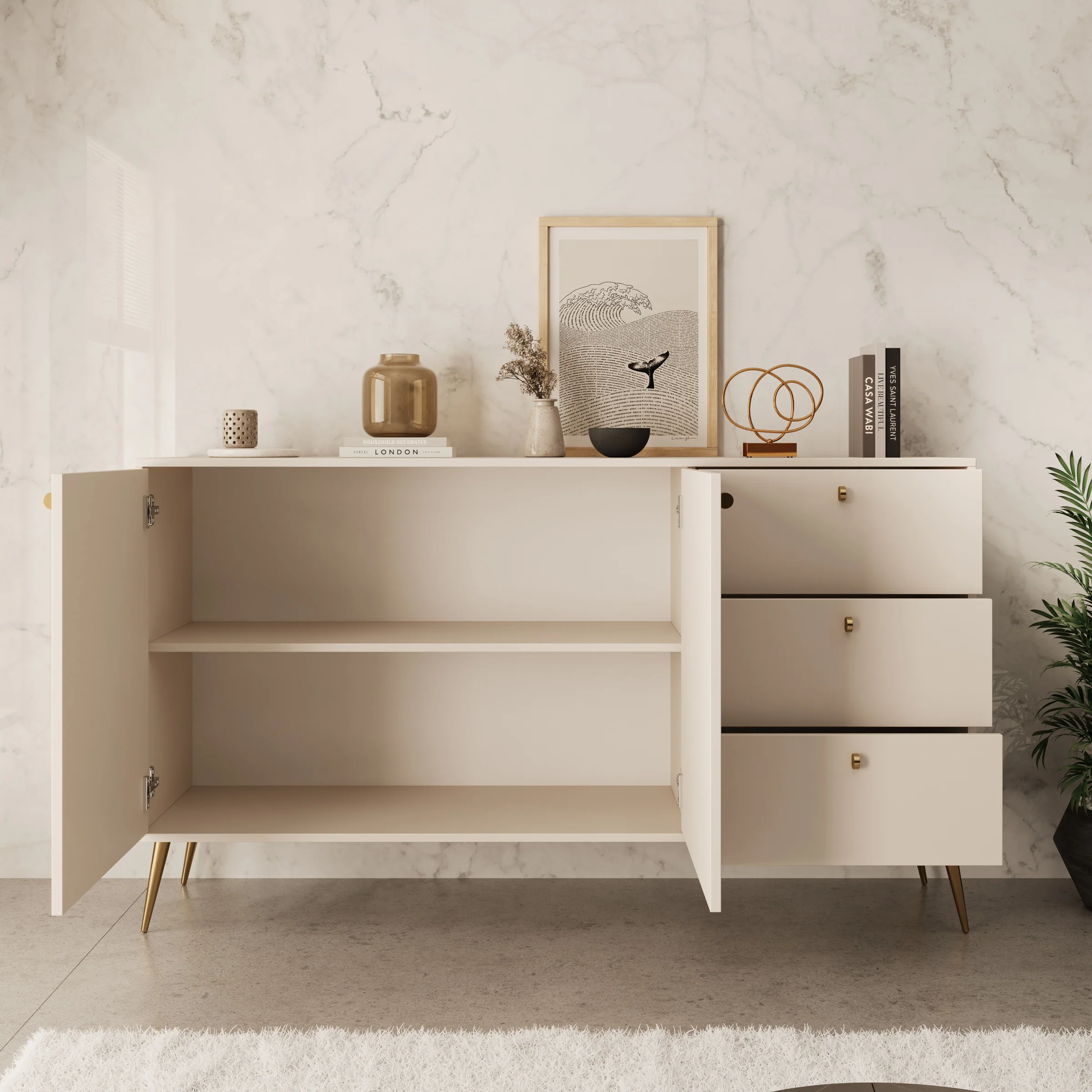Reunion - Dressoir - Beige - 156x41x89 cm - Image 2