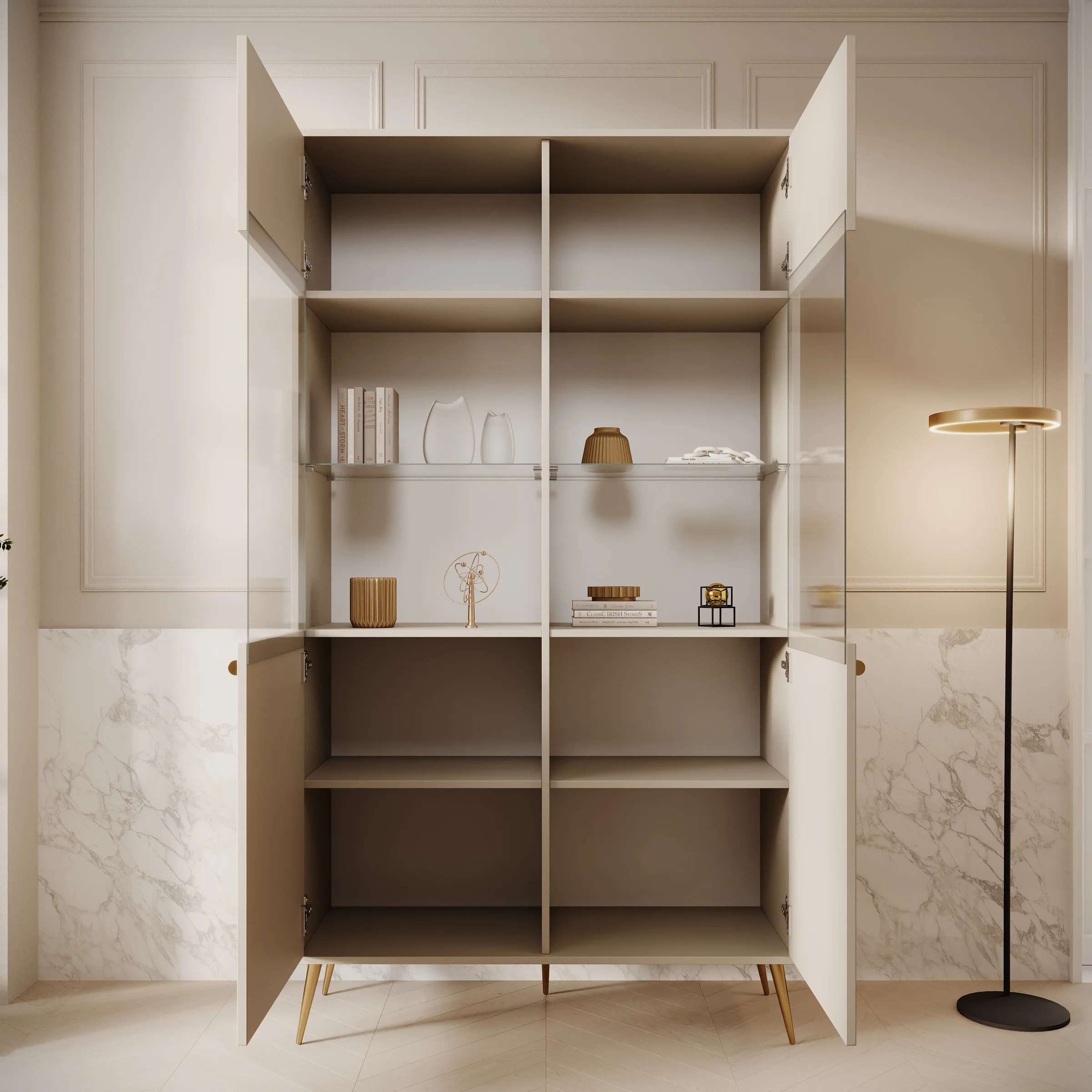 Reunion - Vitrinekast - Beige - 106x41x191 cm - Image 2