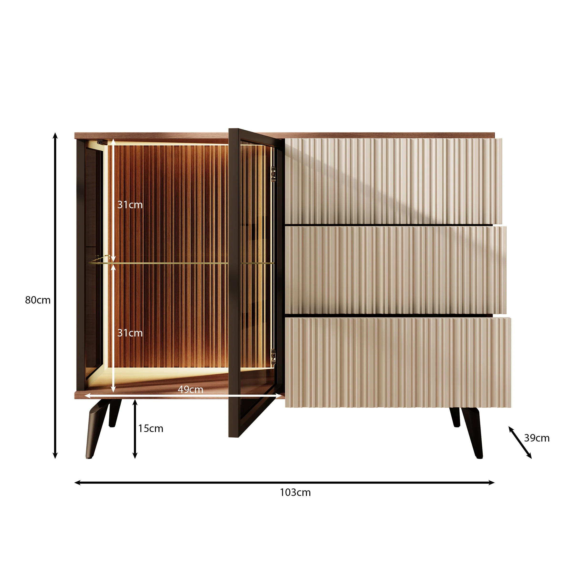 Riverhead - Dressoir - Beige/Eiken - 103x39x80 cm - Image 5