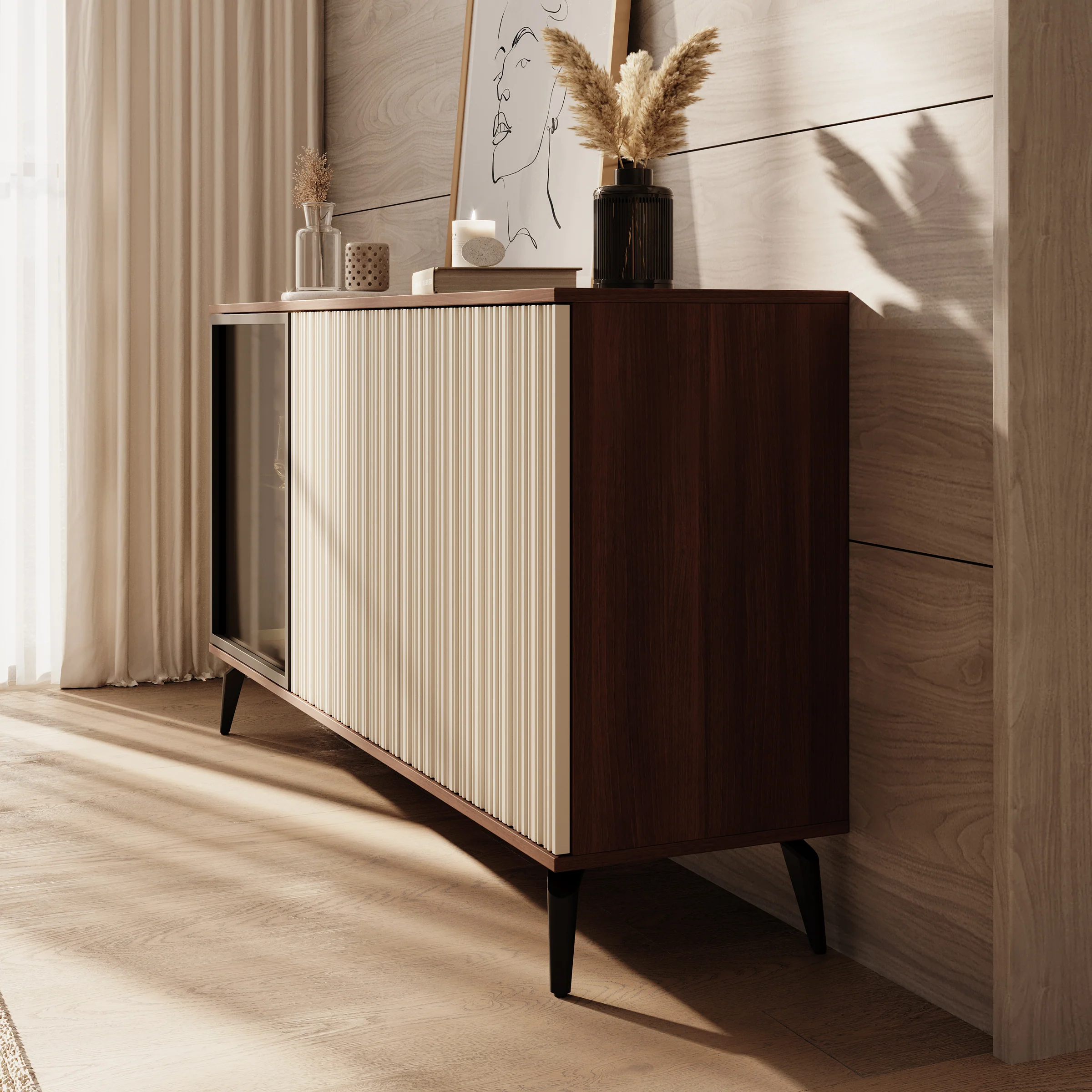 Riverhead - Dressoir - Beige/Eiken - 154x39x80 cm - Image 4