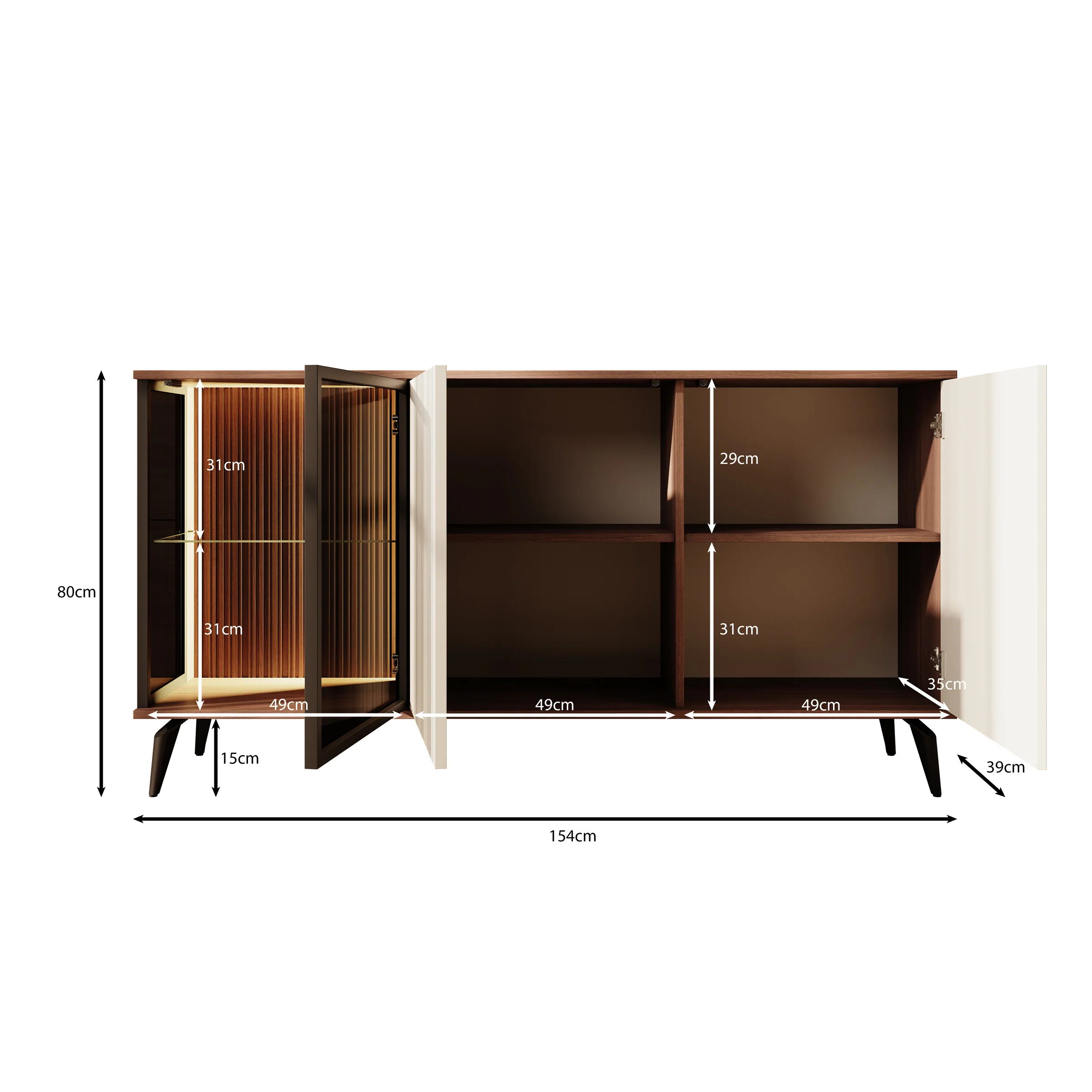 Riverhead - Dressoir - Beige/Eiken - 154x39x80 cm - Image 5