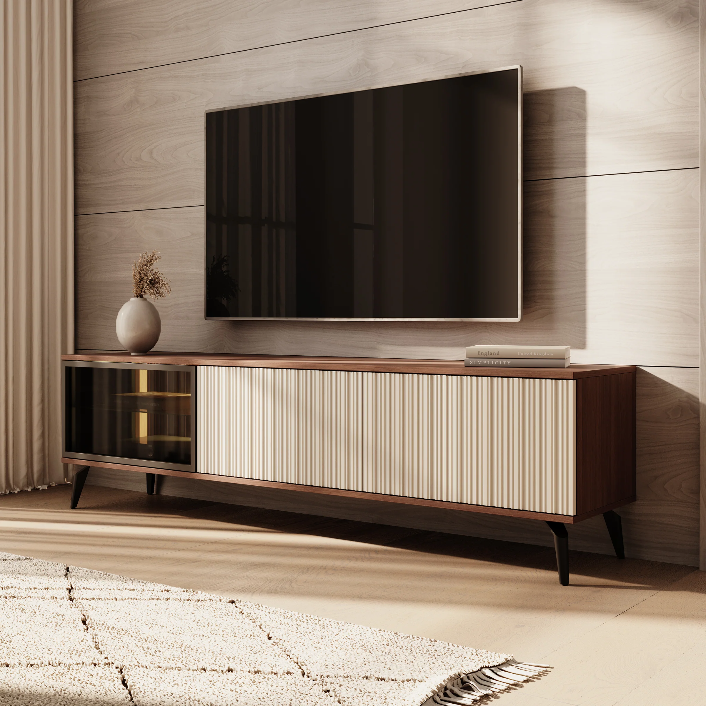 Riverhead - TV-Meubel - Beige/Eiken - 180x39x50 cm