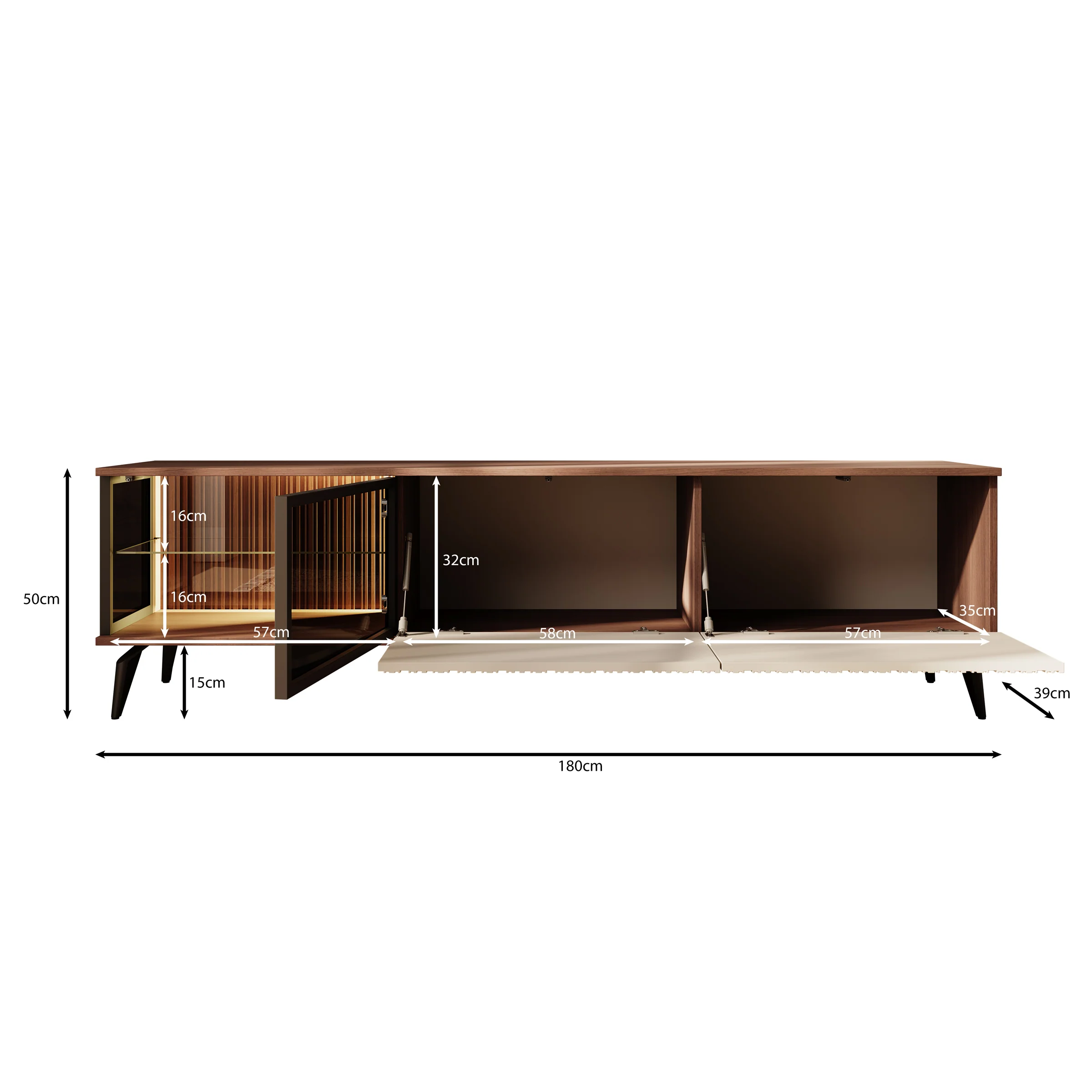 Riverhead - TV-Meubel - Beige/Eiken - 180x39x50 cm - Image 5
