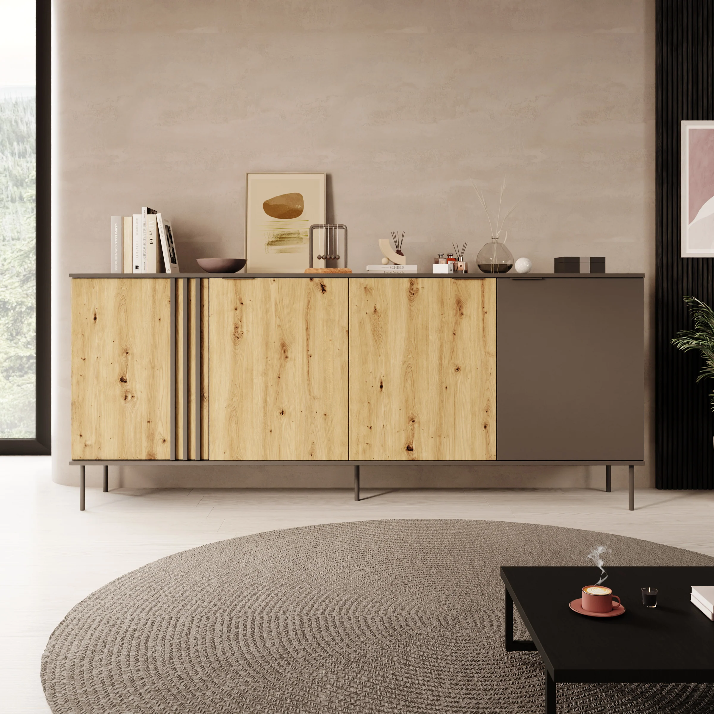 Rogan - Dressoir - Zwart - 220x40x92 cm - Image 3