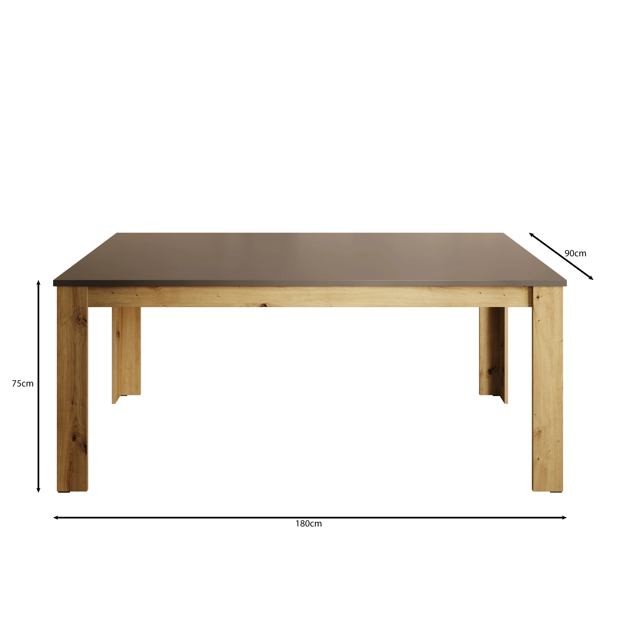 Rogan - Eetkamertafel - Zwart - 180x90x75 cm - Image 4