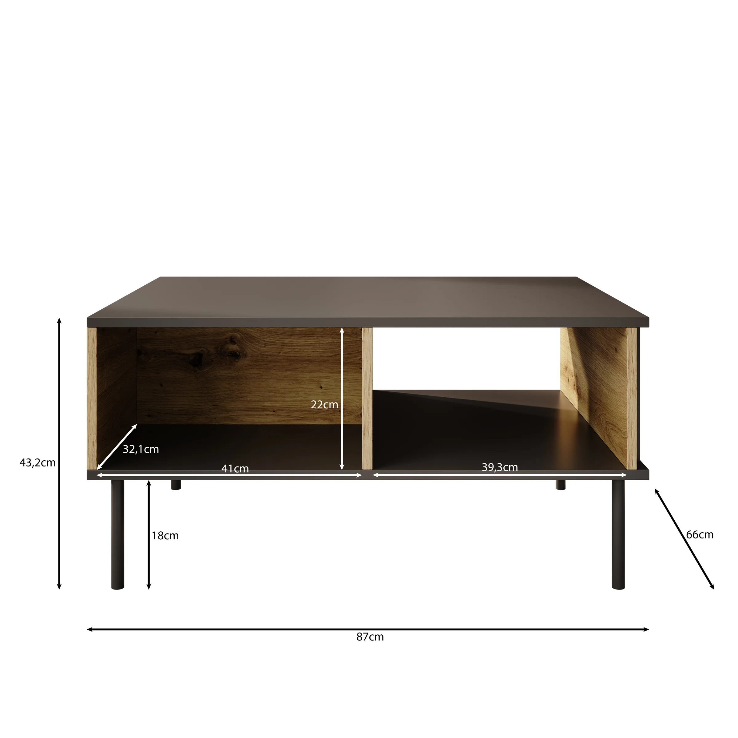 Rogan - Salontafel - Zwart - 87x66x43 cm - Image 4