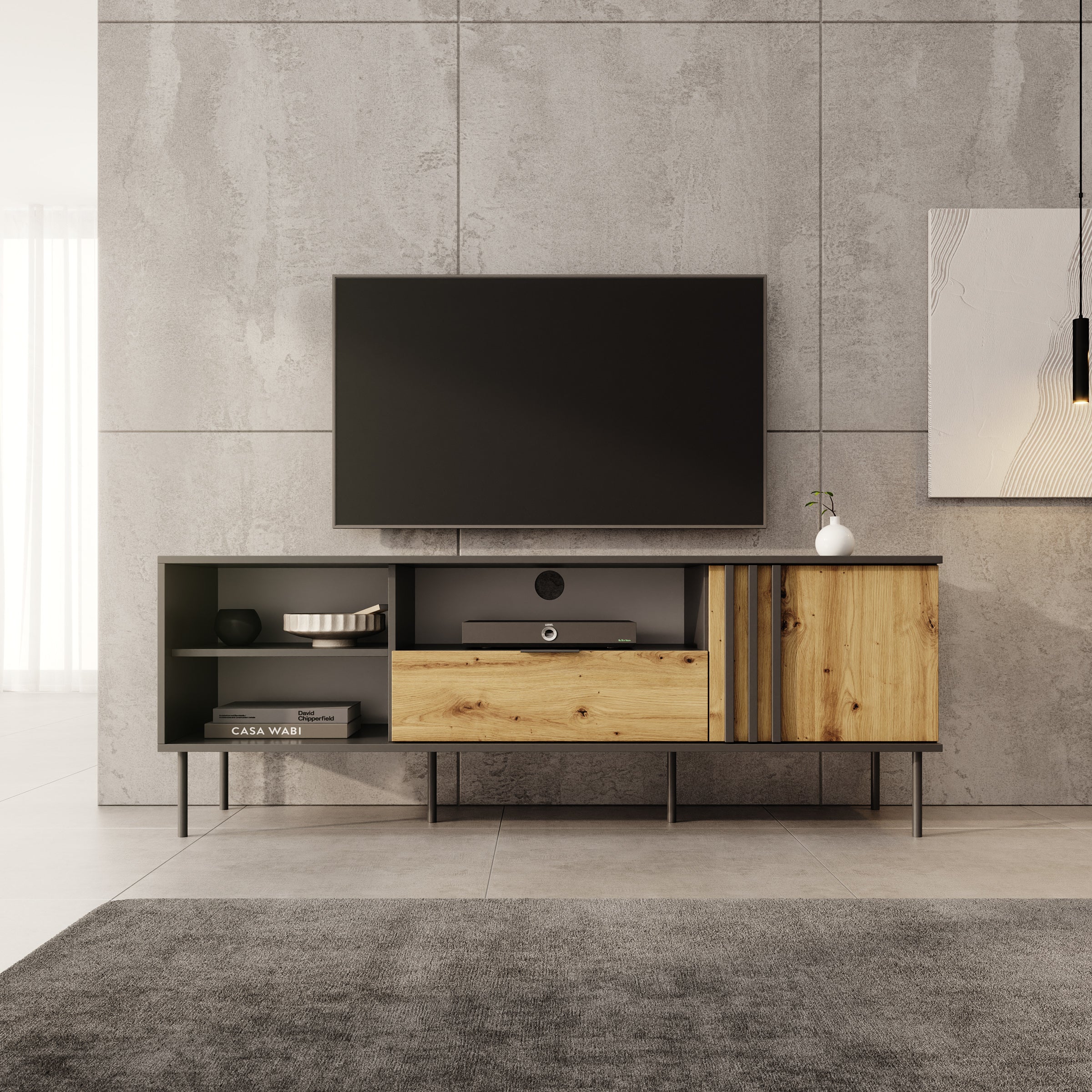 Rogan - TV-Meubel - Zwart - 160x40x58 cm - Image 3
