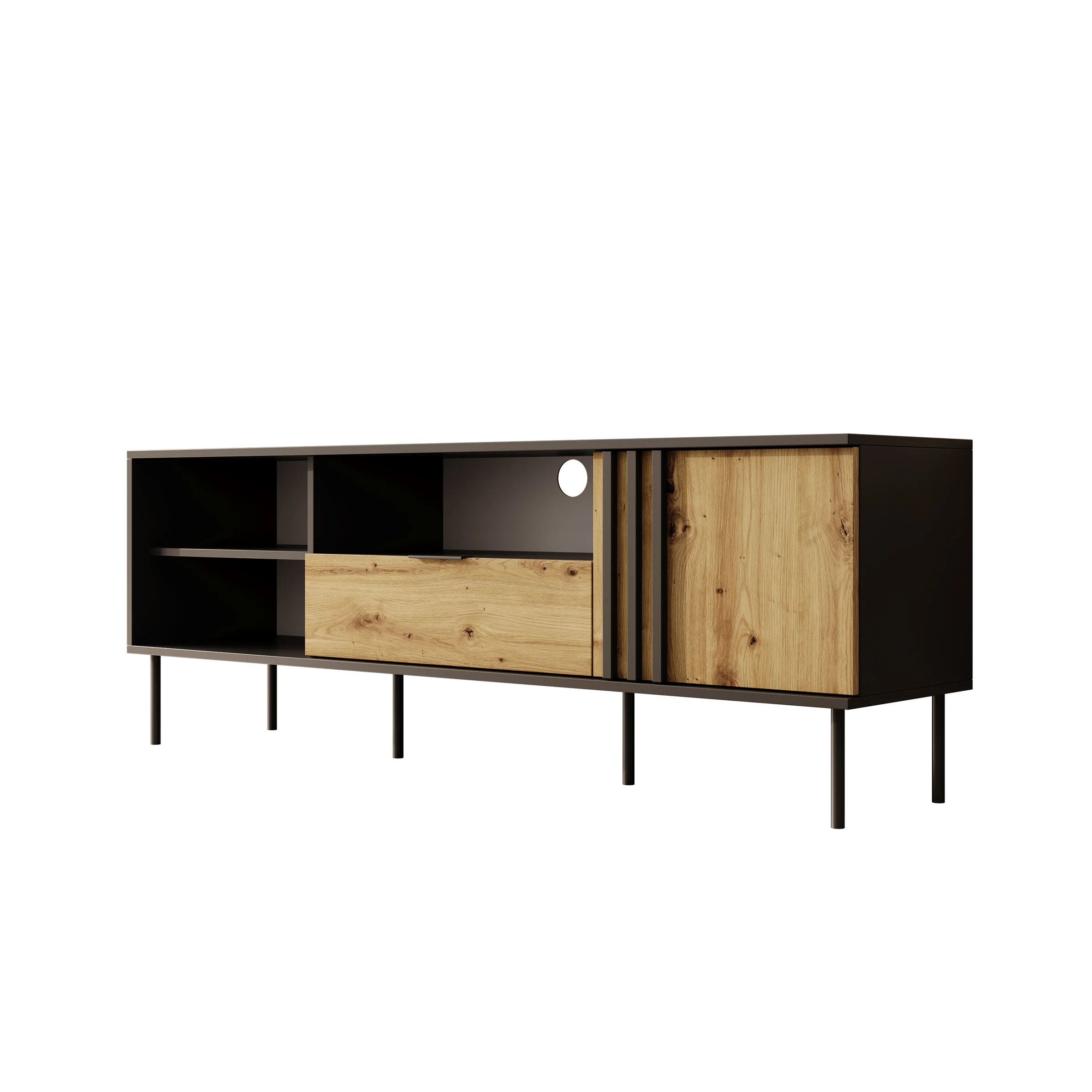 Rogan - TV-Meubel - Zwart - 160x40x58 cm - Image 7